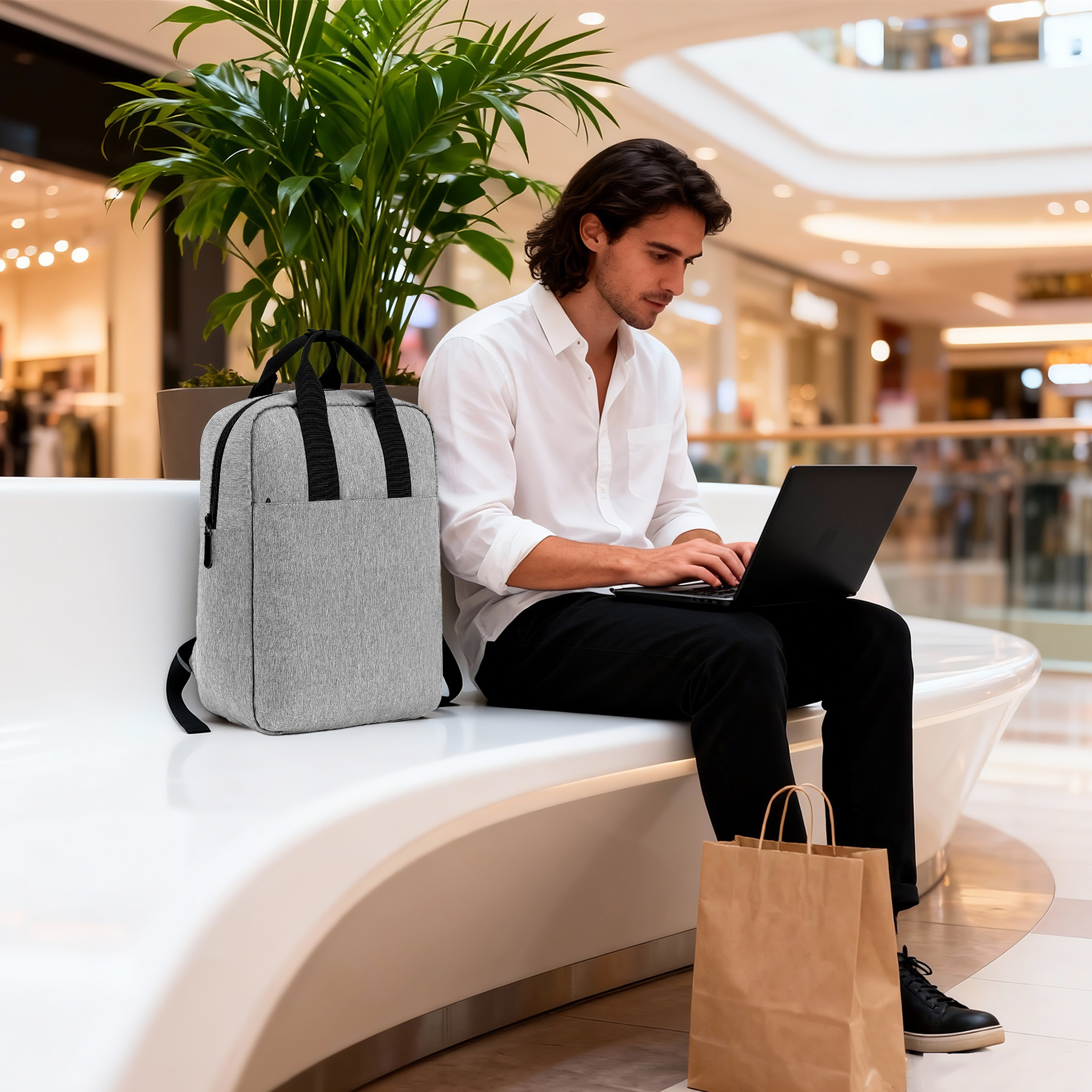 Heathered 15" Convertible Laptop Backpack Tote 8