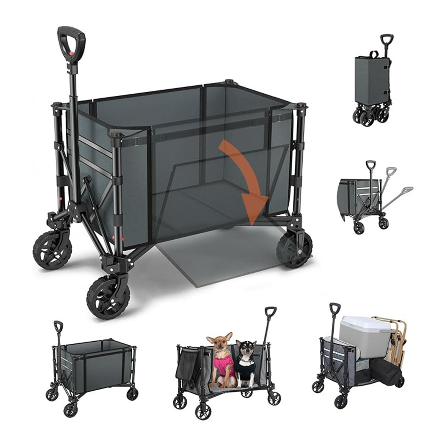 Heavy-Duty Foldable Camping Cart with Shopping Basket 2