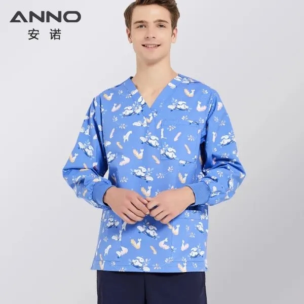 Long Sleeve All-Over Print Scrubs 2