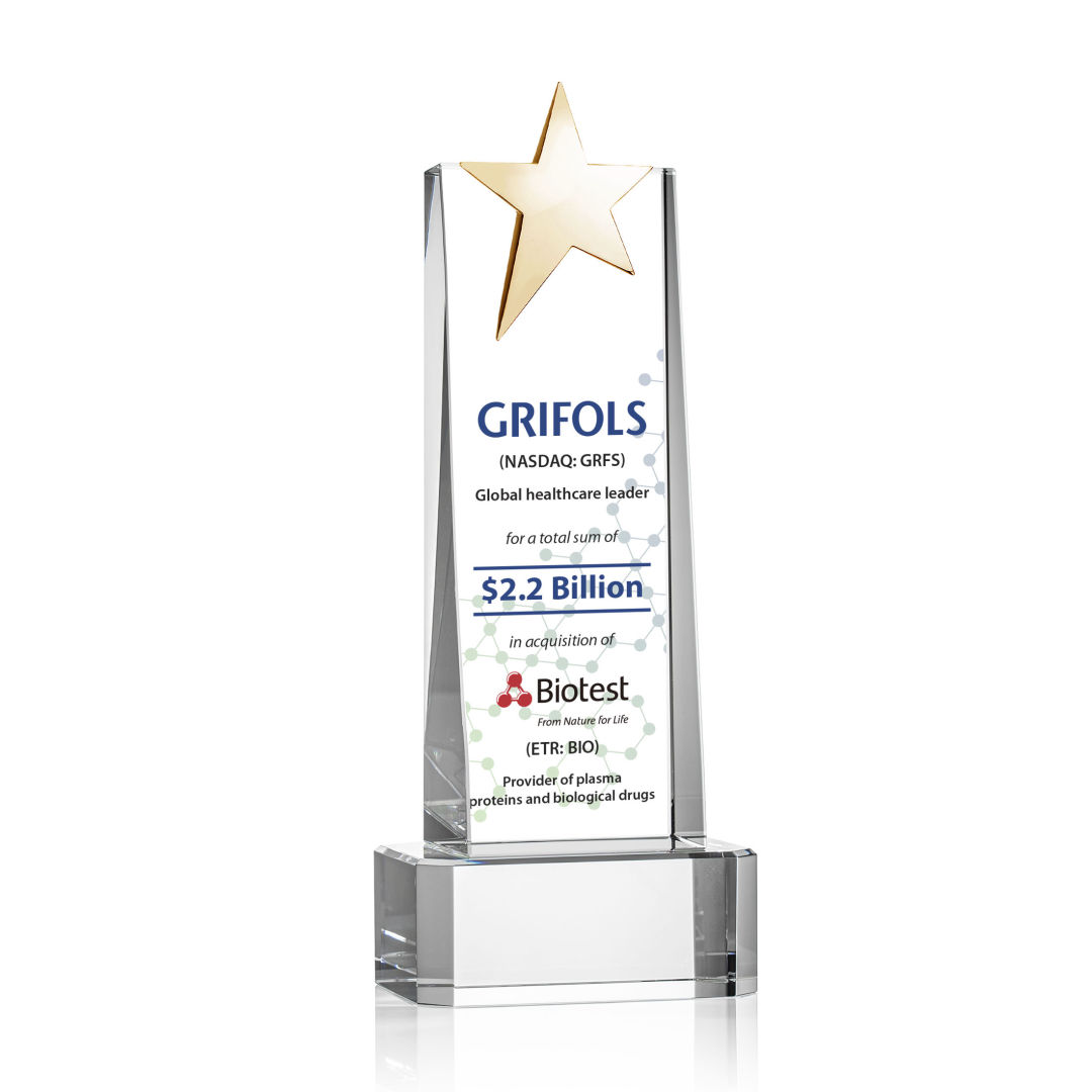 Fanshaw Gold Star VividPrint™ Award on Base - Clear 16