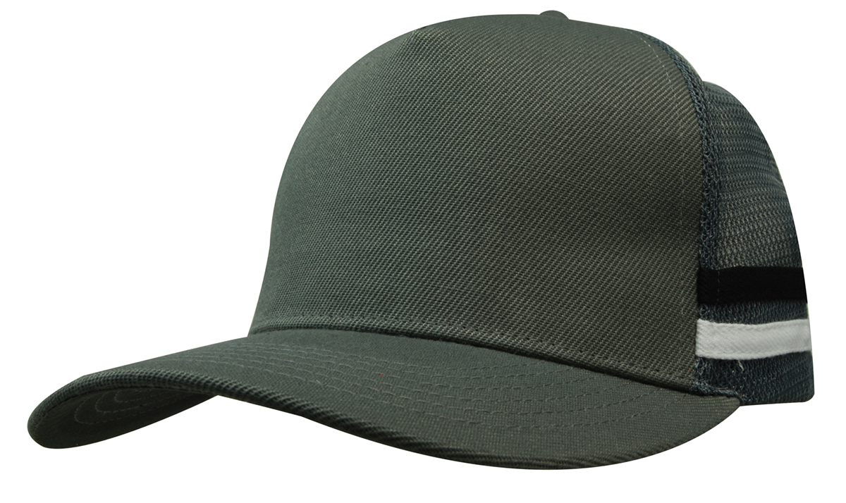 American Premium Twill/Mesh Deep Fit Trucker with Stripes 1
