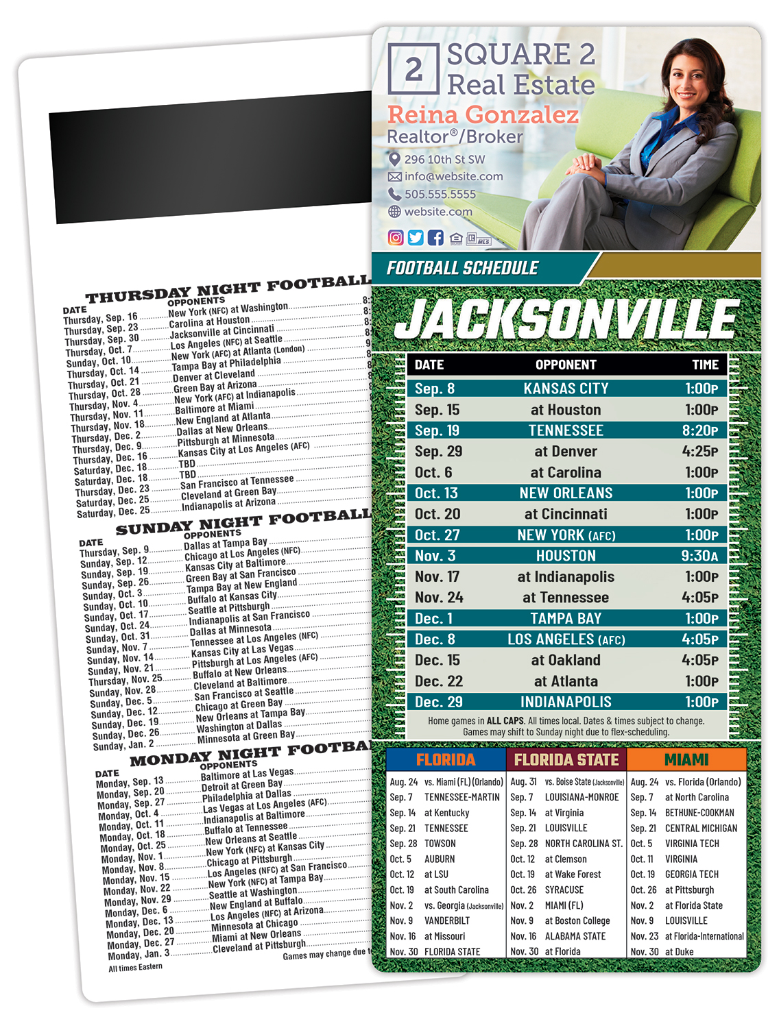 Football Schedule Laminated Card/Postcard with Magnet Strip 3.5x8.5 - 14 pt. 1