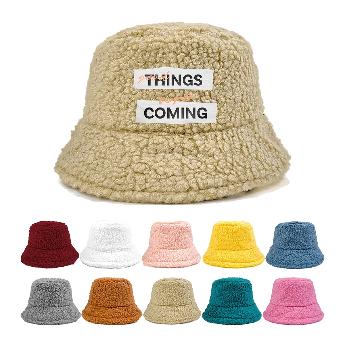 Winter Lambs Wool Bucket Hats For Women