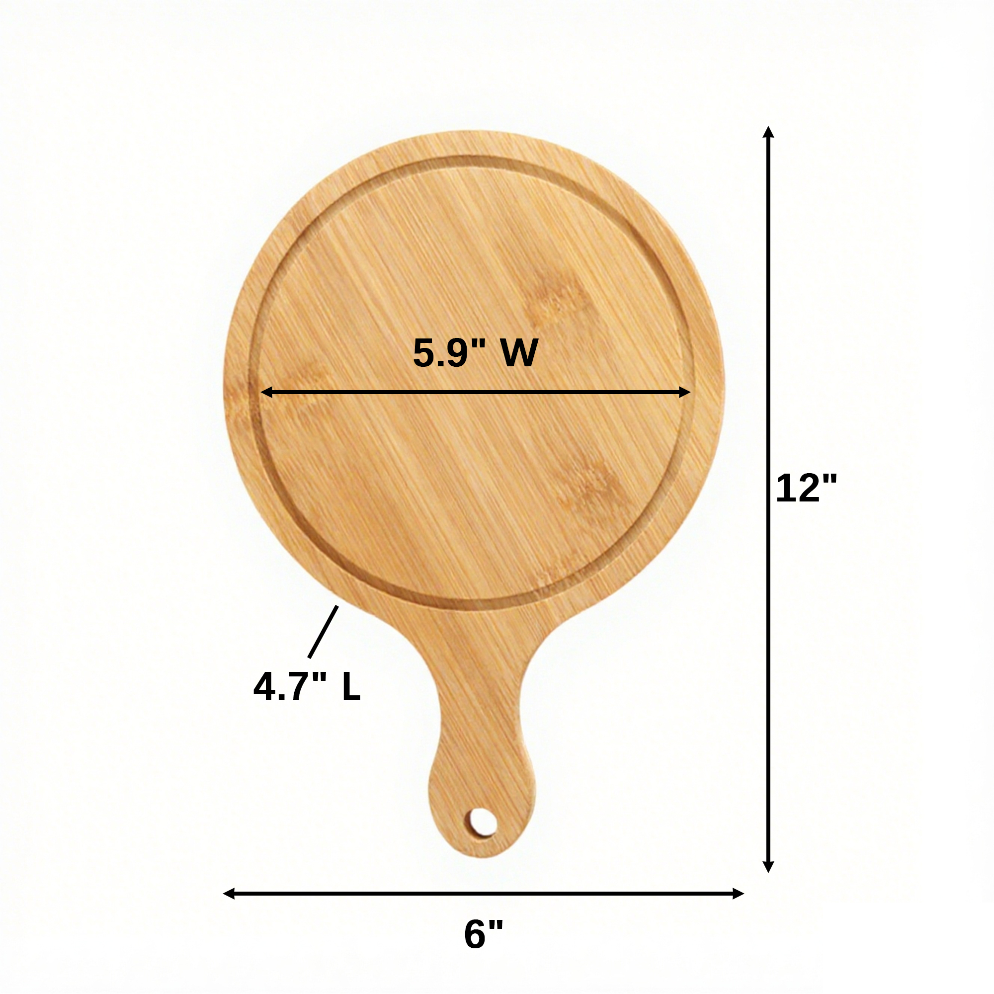 Bamboo Round Cutting Board Pizza Server 6" To 12" 4