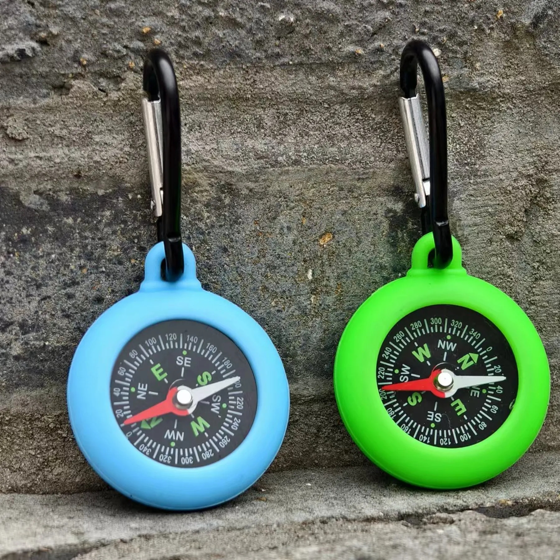 Pendant Silicone ABS Compass with Hanging Carabiner 14
