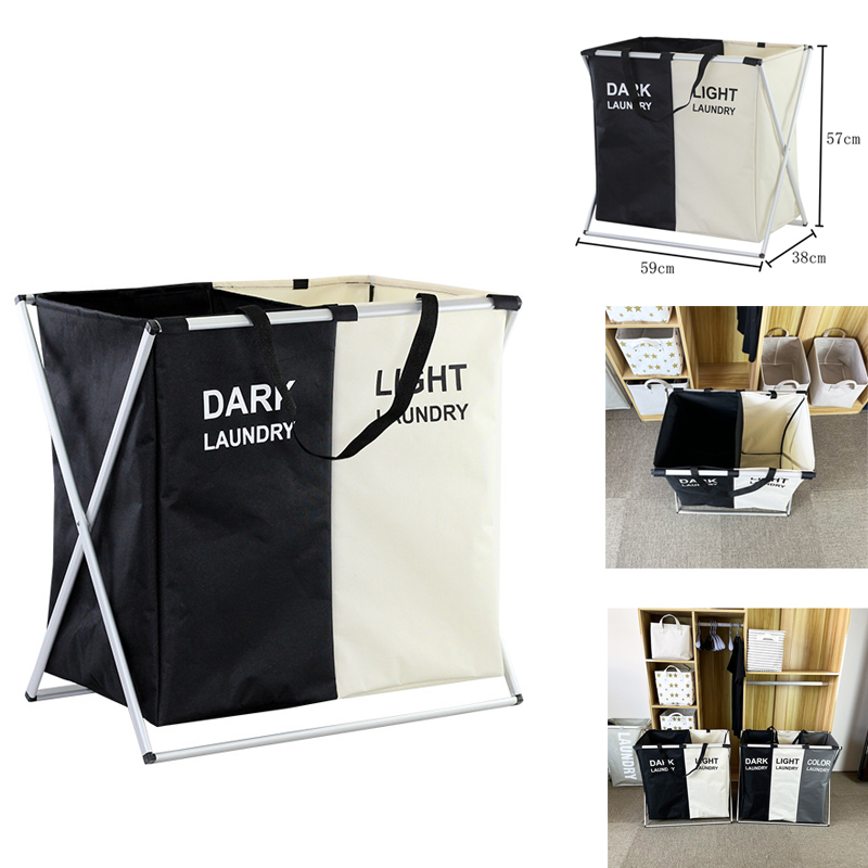X-Frame Large Capacity Laundry Hampers Basket w/ 2 Sections 2