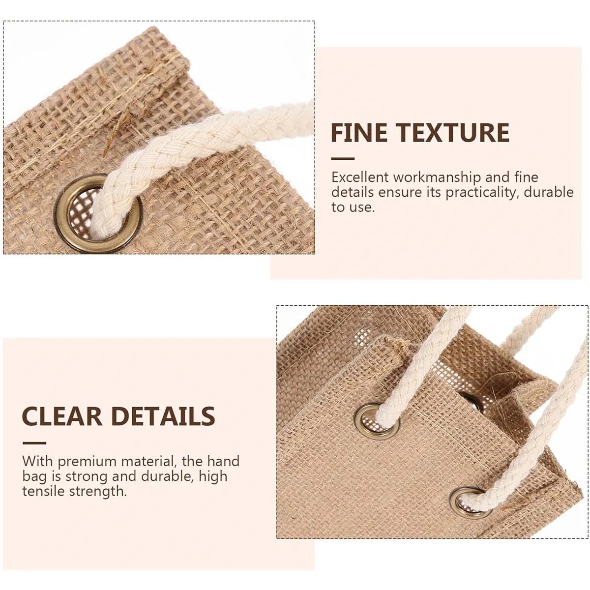 Reusable Natural Jute Wine Handle Bag With Clear Window 5