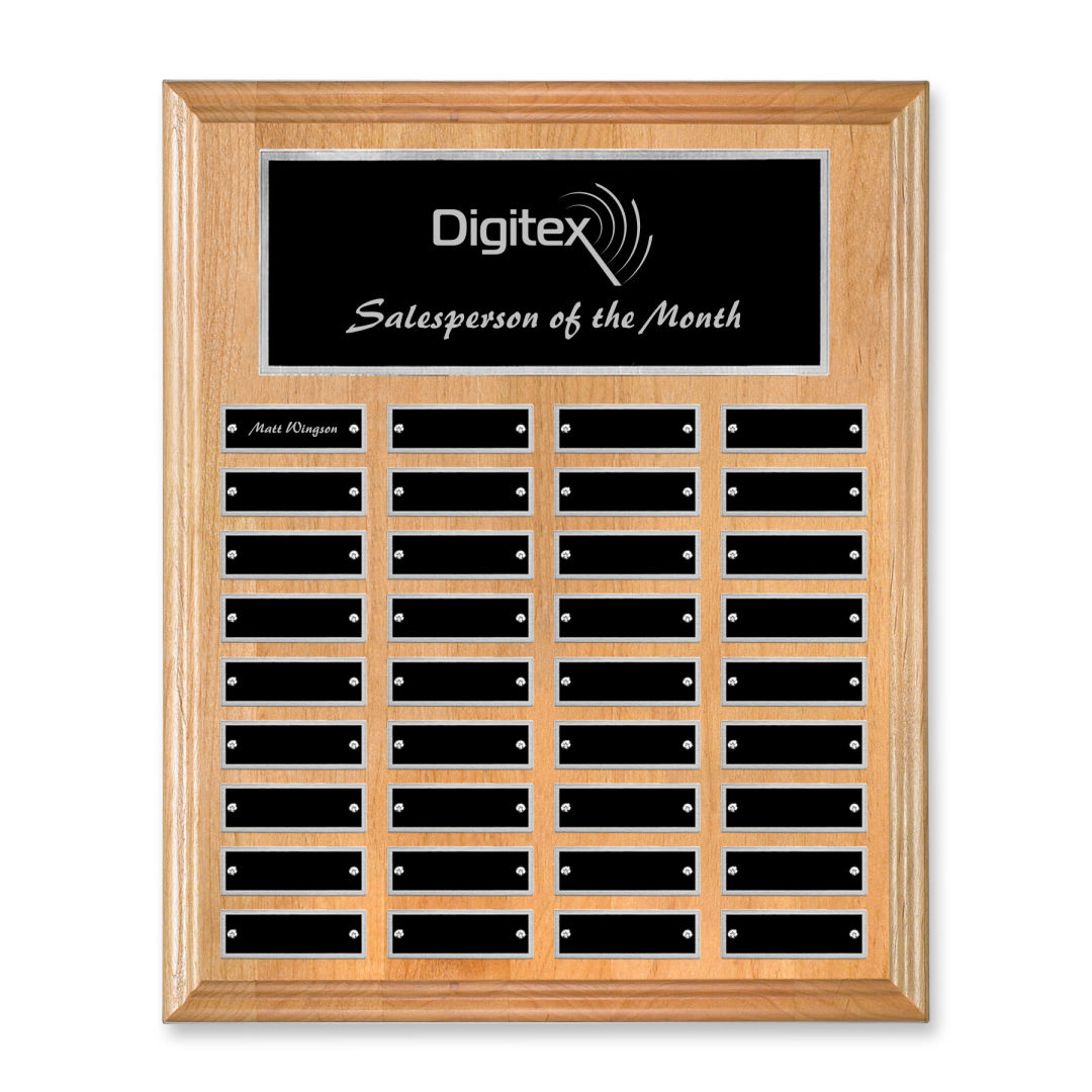 Erindate (Vert) Perpetual Plaque - Red Alder/Silver 10
