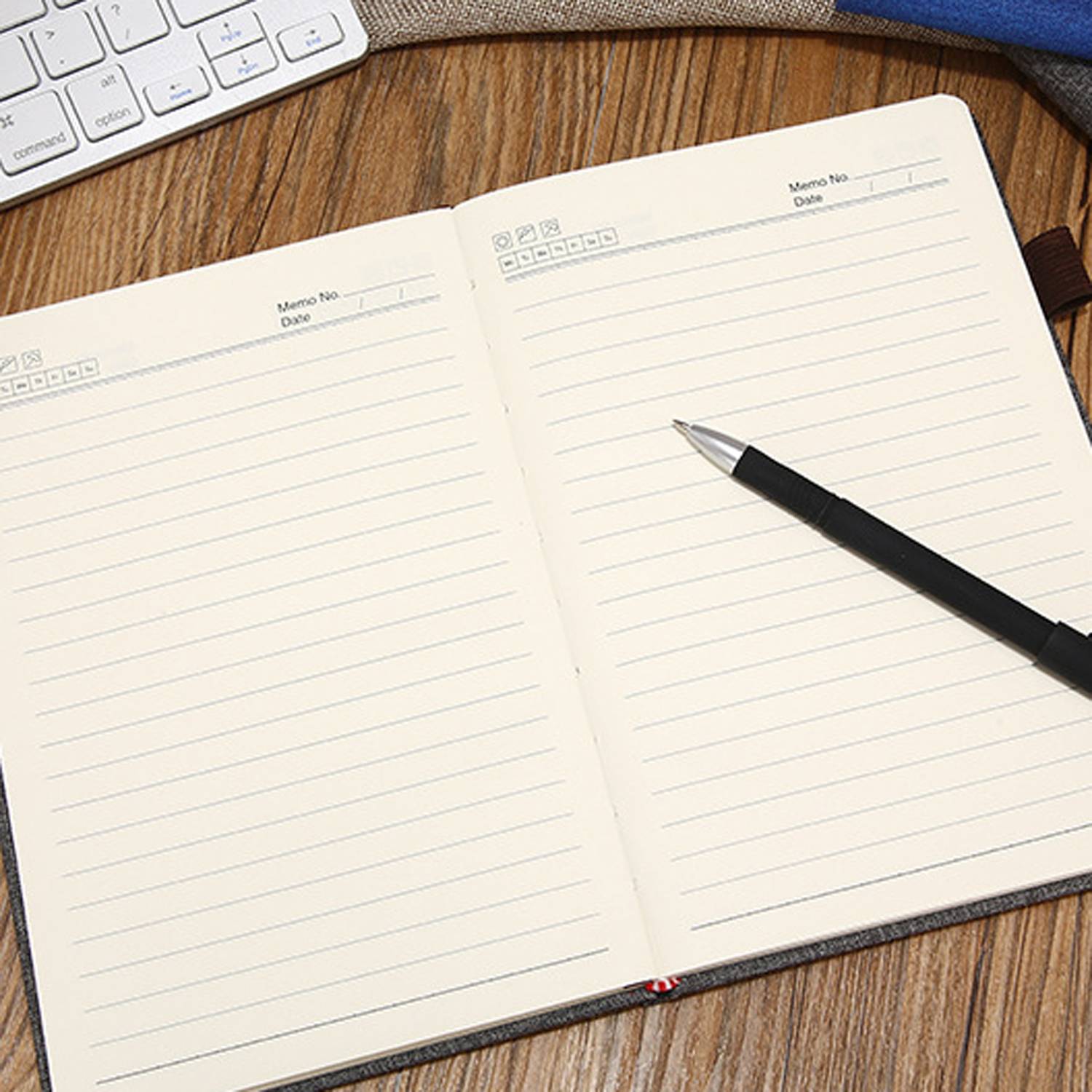 Solid Color PU Leather Notebook w/ Elastic Closure 10