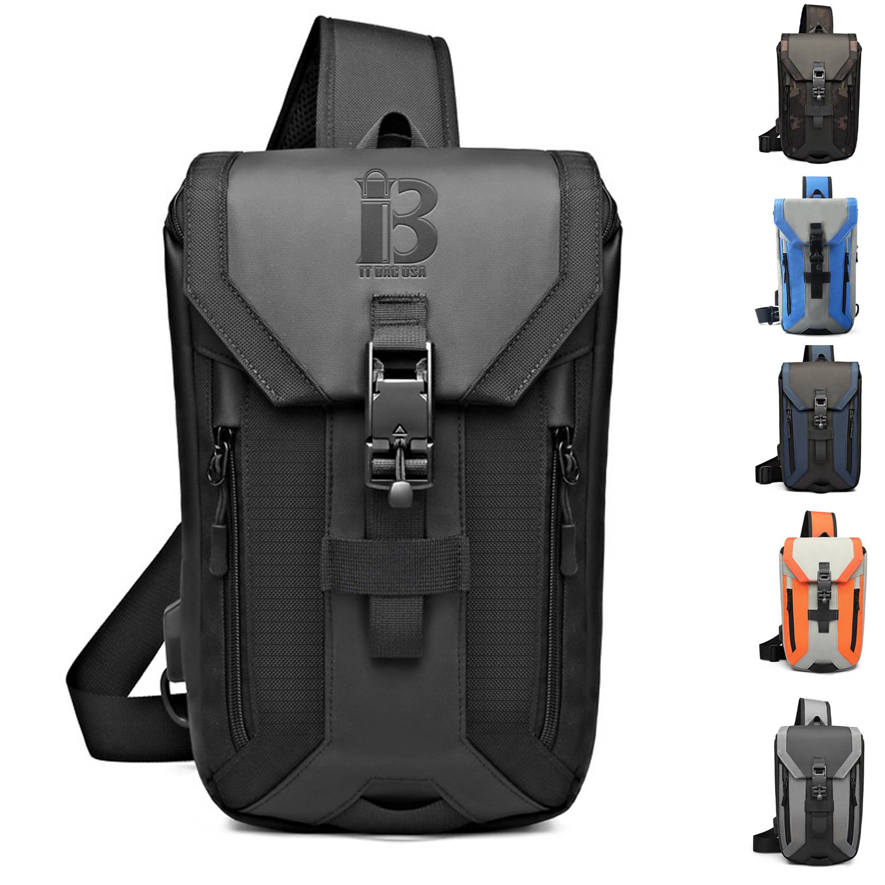 Oxford Waterproof Crossbody Sling Bag With USB Charging Port 2