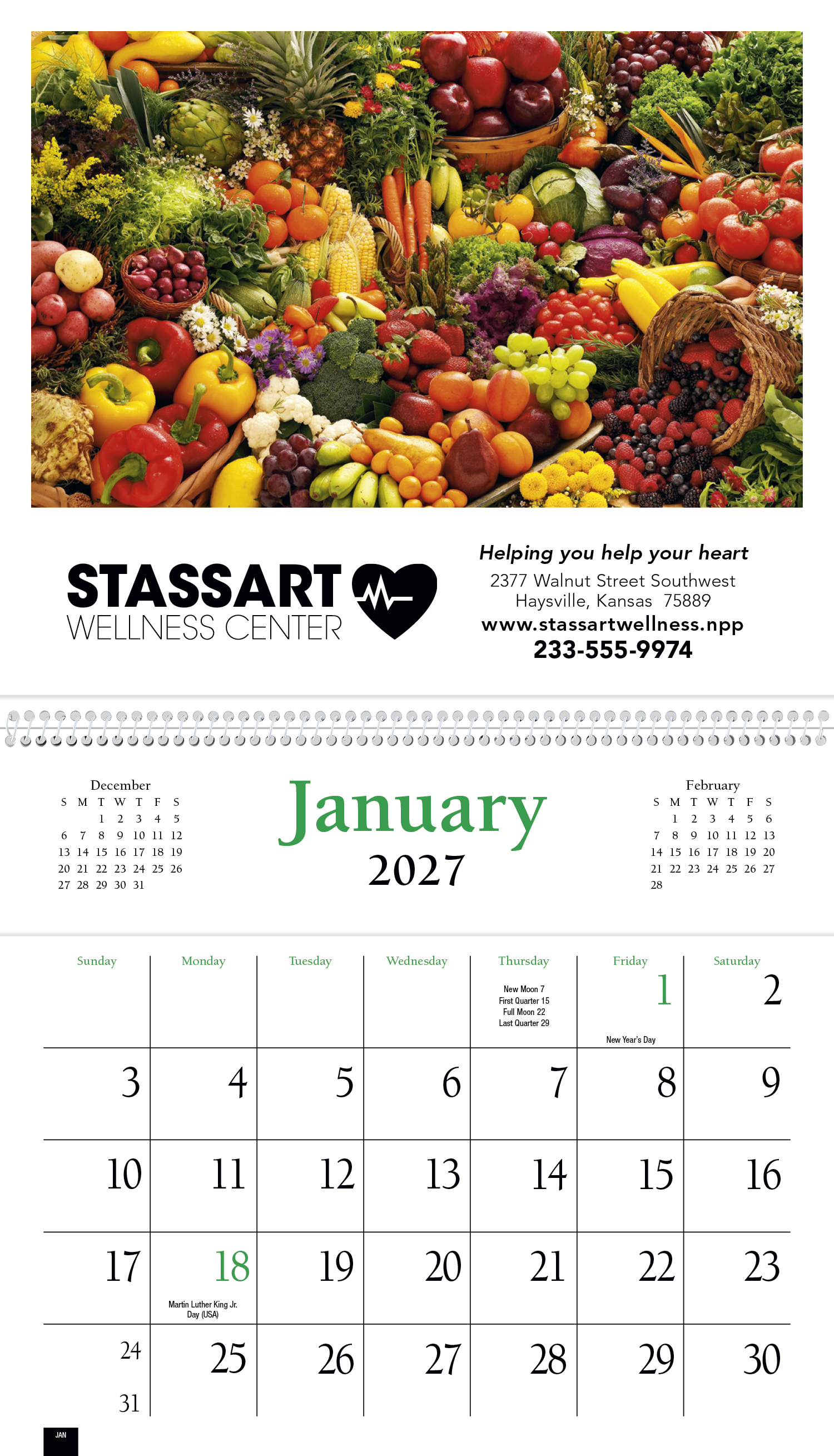HotLine® Products Pocket Cookbook Calendar 60