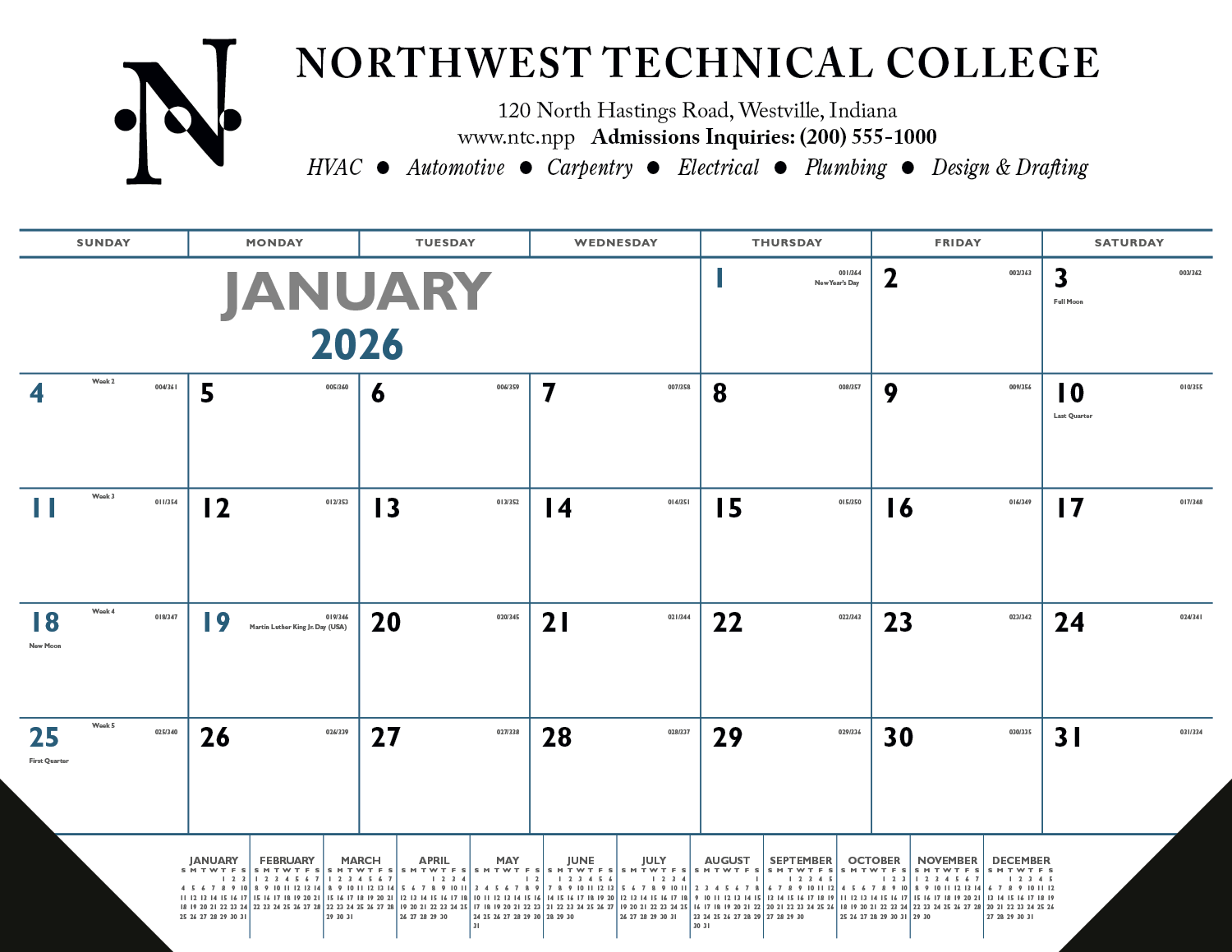 Triumph® Calendars Blue & Black Desk Pad with Vinyl Corners 7