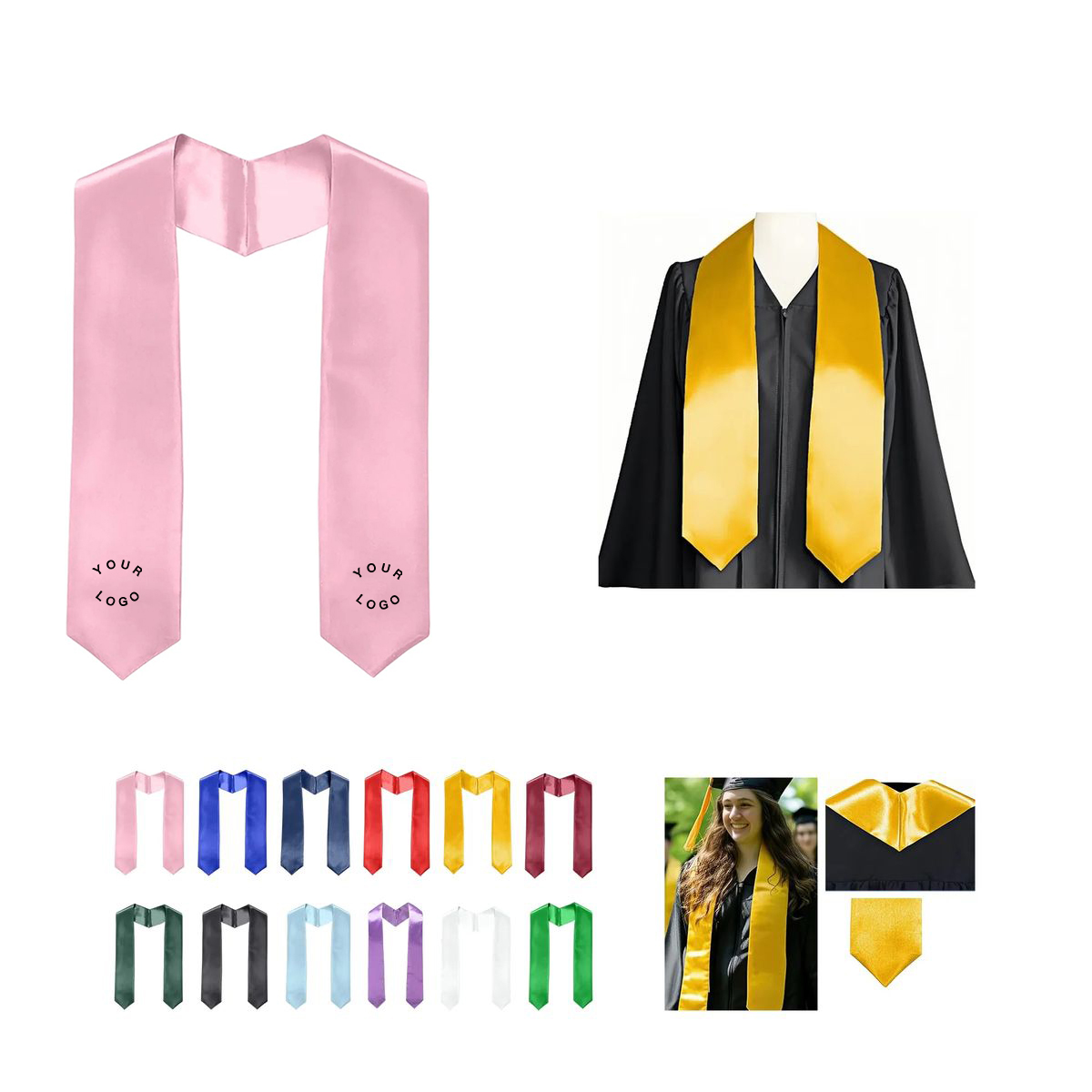 Satin Graduation Stole with 59 Inch Length and Glossy Finish 3