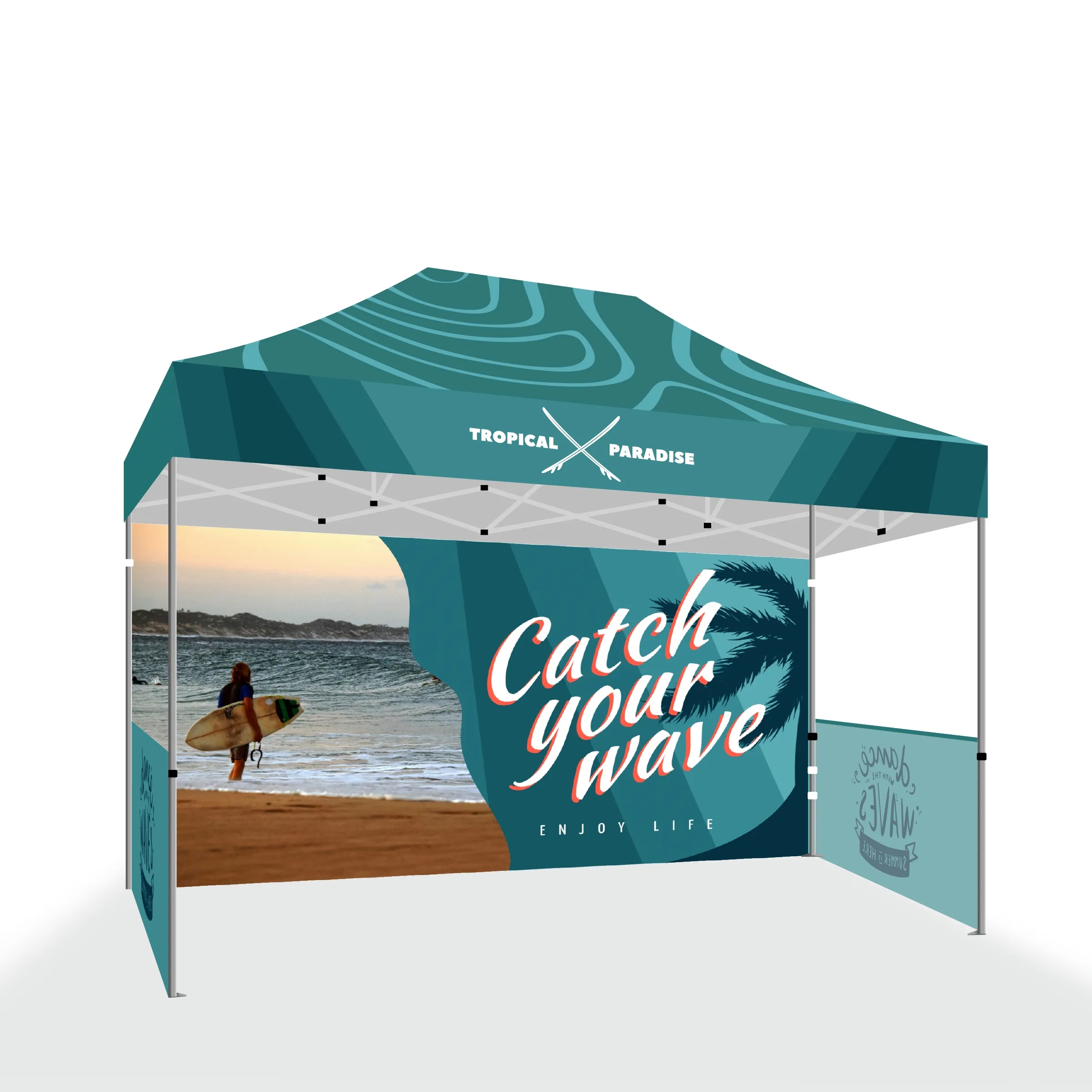 10' X 15' Tent w/ Full Color Canopy, Back Wall & Side 4