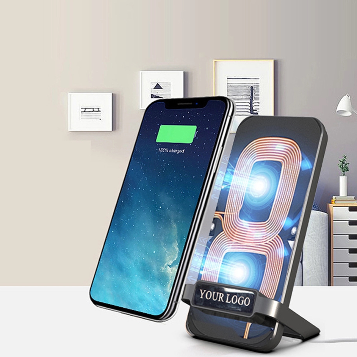 Customized Logo 10W Phone Stand Wireless Charger 5