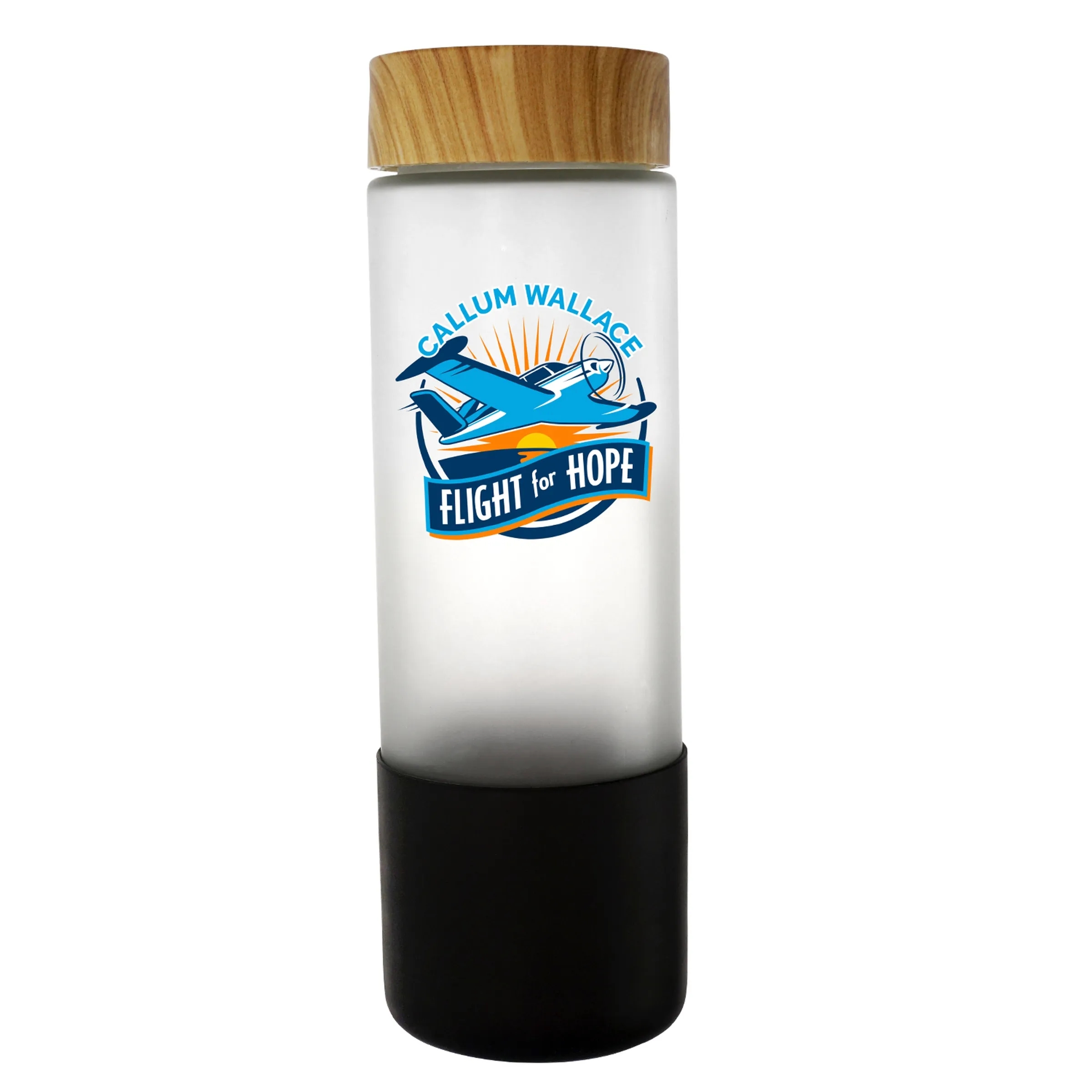 Bamboo Pattern 22 oz. Full Color Frosted Glass Grip Bottle 9