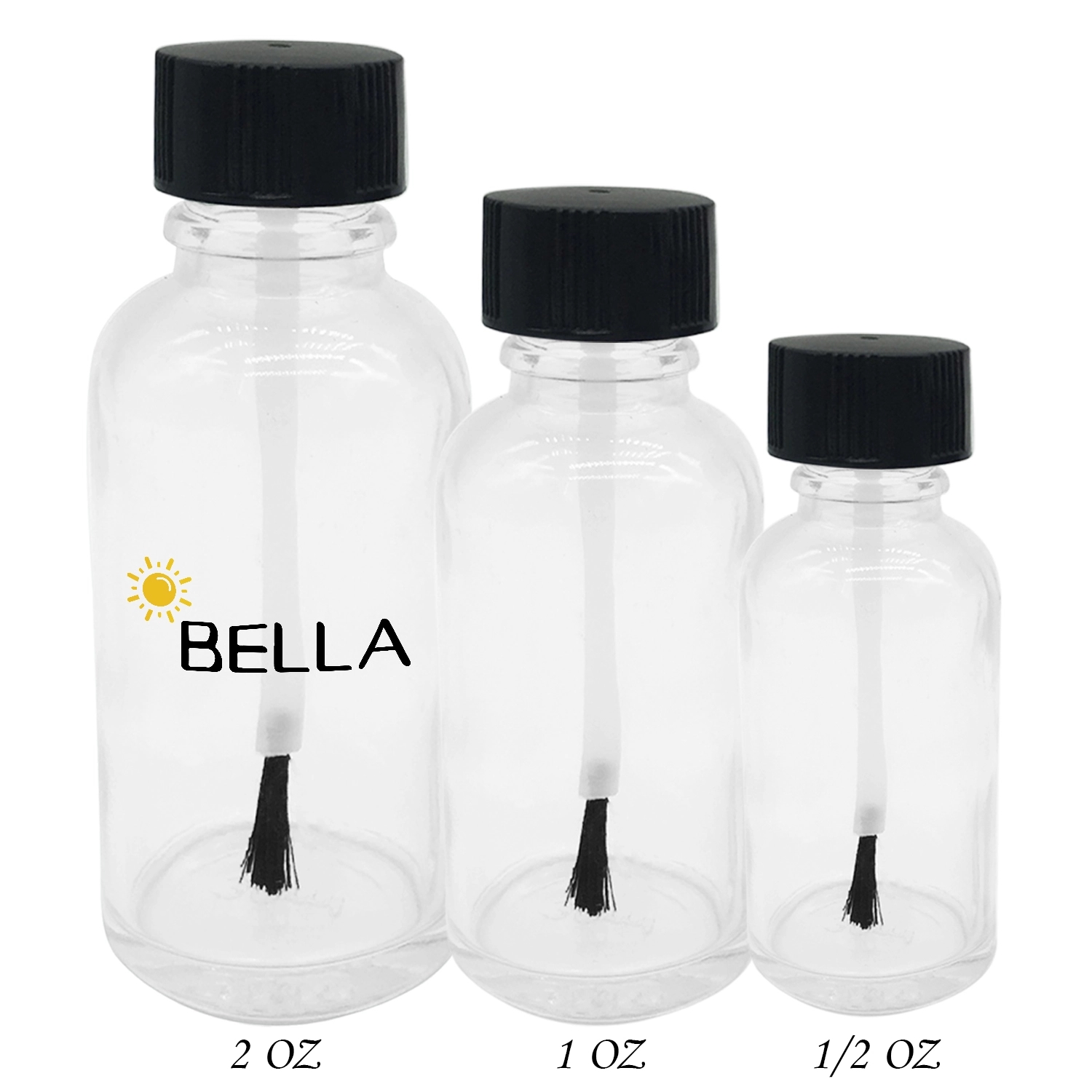 Clear Glass Boston Round Bottles, custom kitchen gadget with logo imprint 2