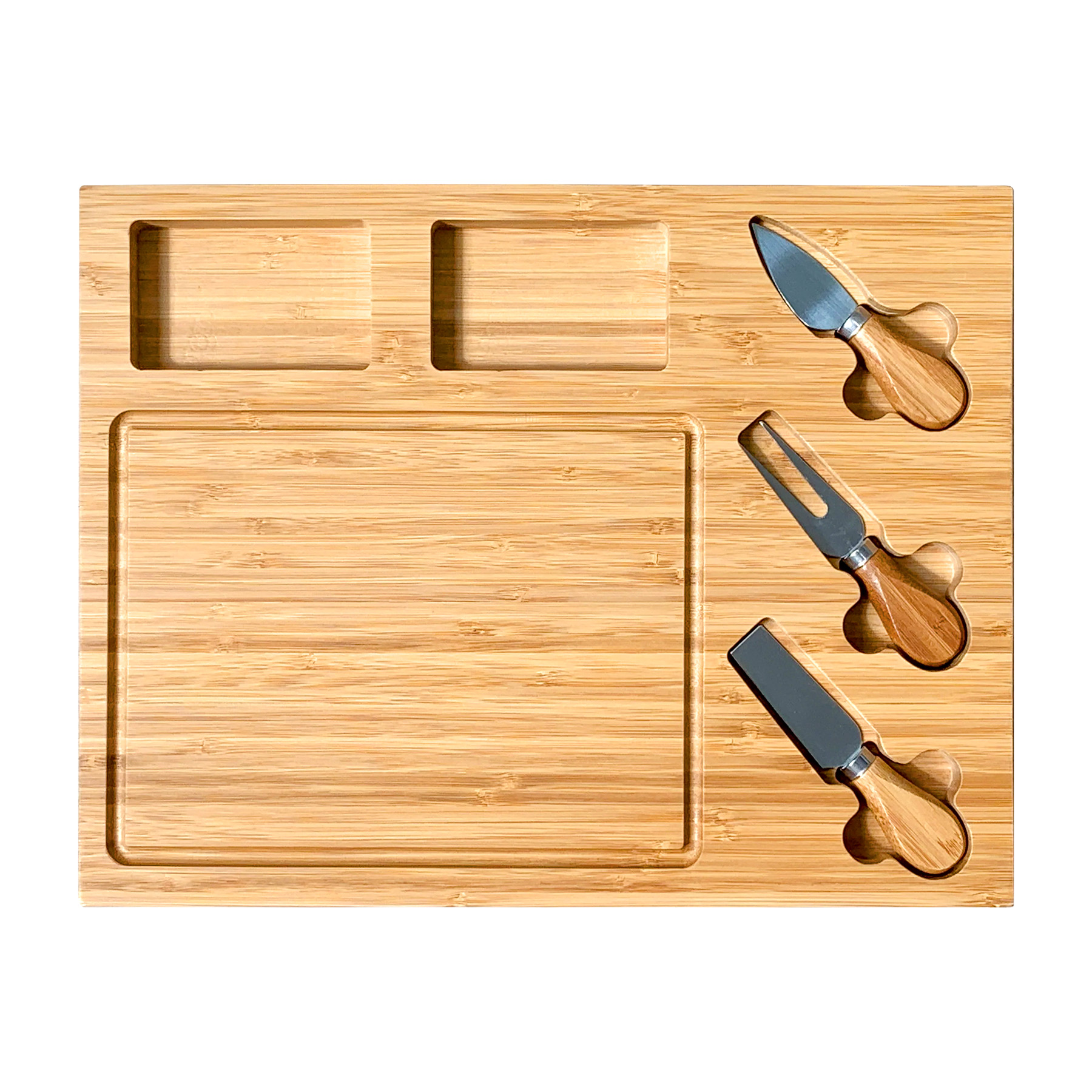 Long Curved Wooden Cutting Cheese Board Set 8