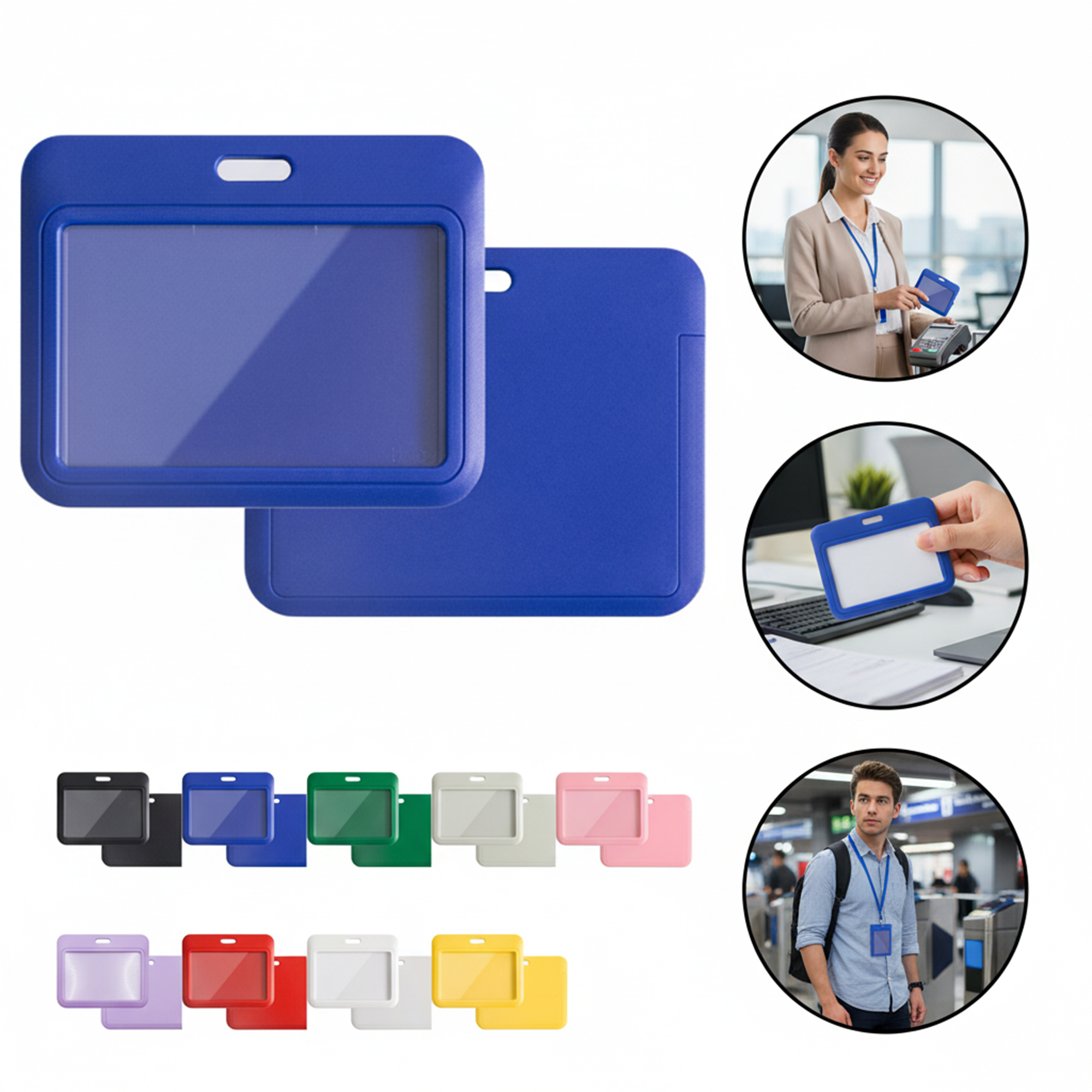 Horizontal Slide Cover ABS Plastic Badge Holder for ID Cards 2