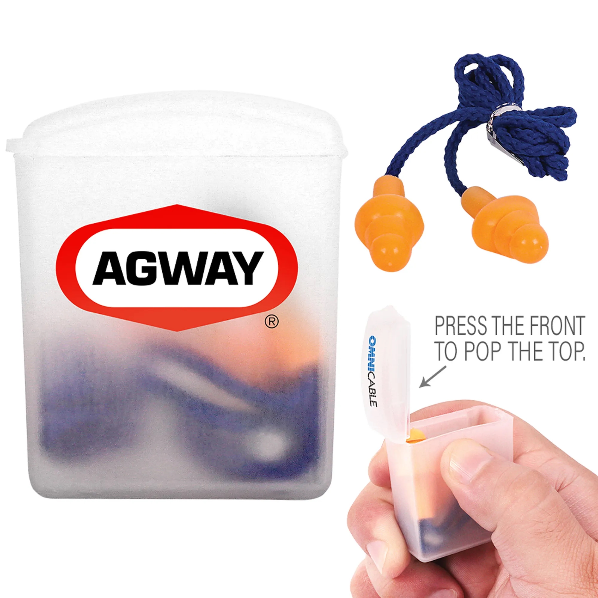 Silicone Earplugs With Blue Nylon Cord and Clear Clip Case 4