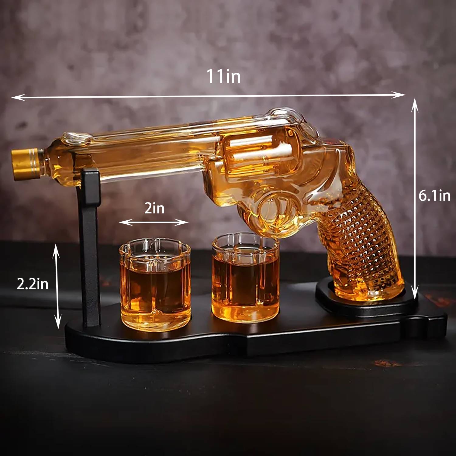 11oz Gun Whiskey Decanter Set w/ Shot Glass 2