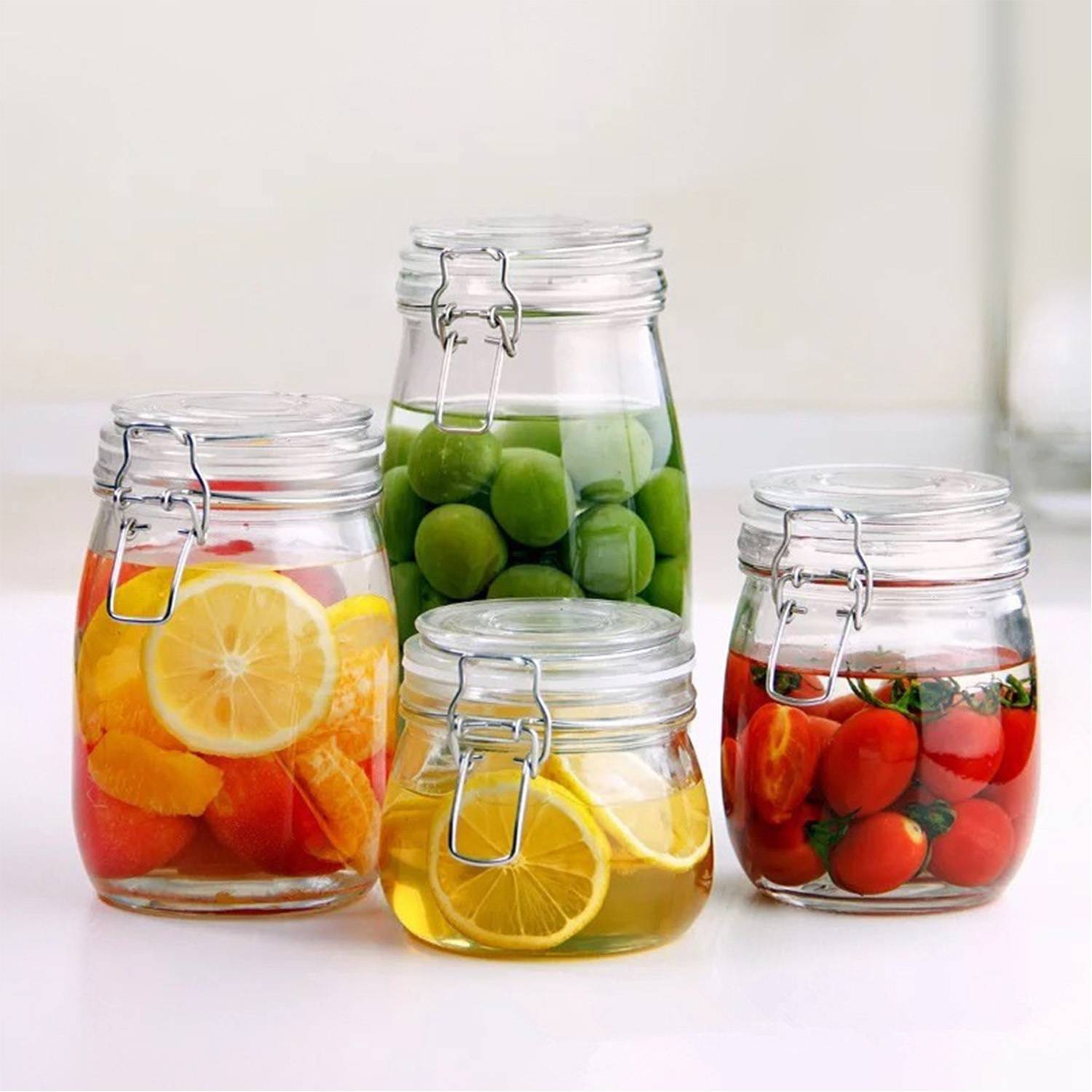 Glass Food Storage Jars With Airtight Clamp Lids 2