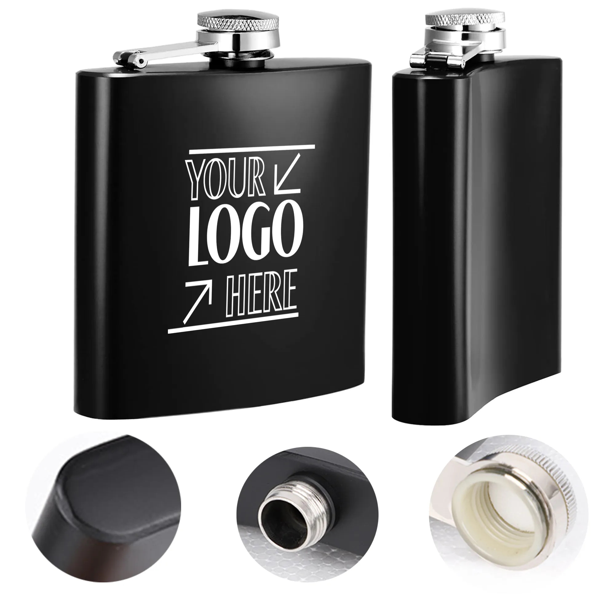 6OZ Portable Flask, custom water bottle with logo imprint 2