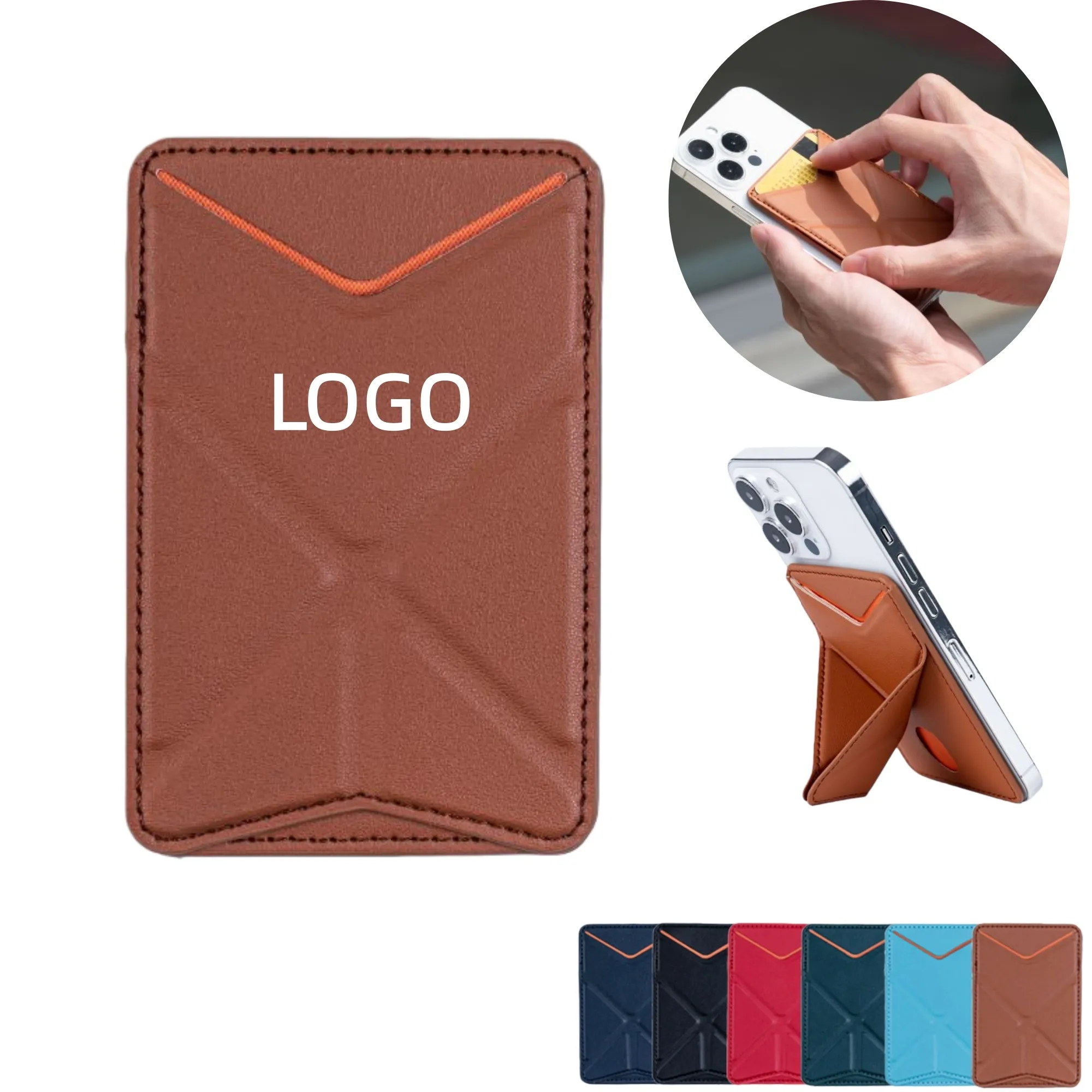 Leather MagSafe Foldable Wallet Kickstand Card Holder Stand