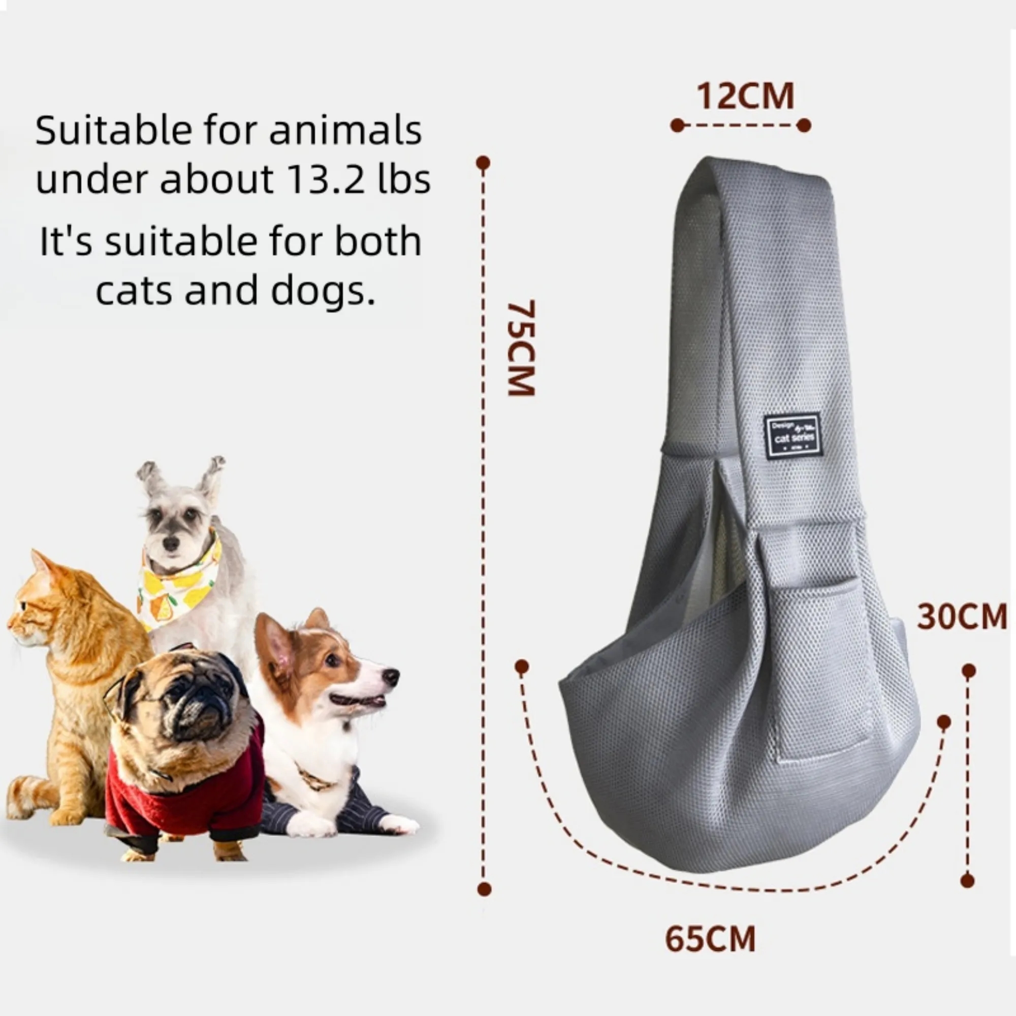 Customized Fabric Label Pet Breathable Crossbody Bag 2
