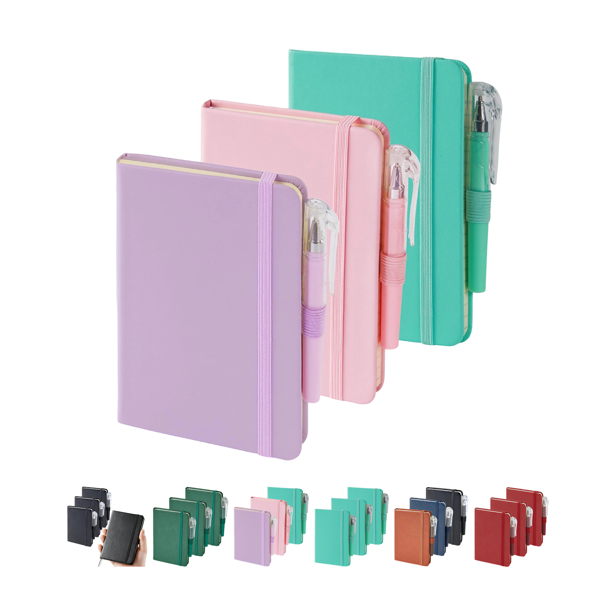 PU Leather Pocket Notebook Journal With Pen 3.7" x 5.7" 9