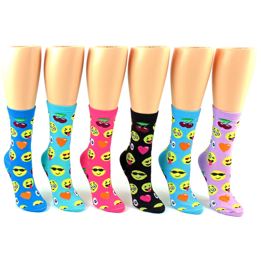 Women's Crew Socks - Emoji Print Size 9-11 2