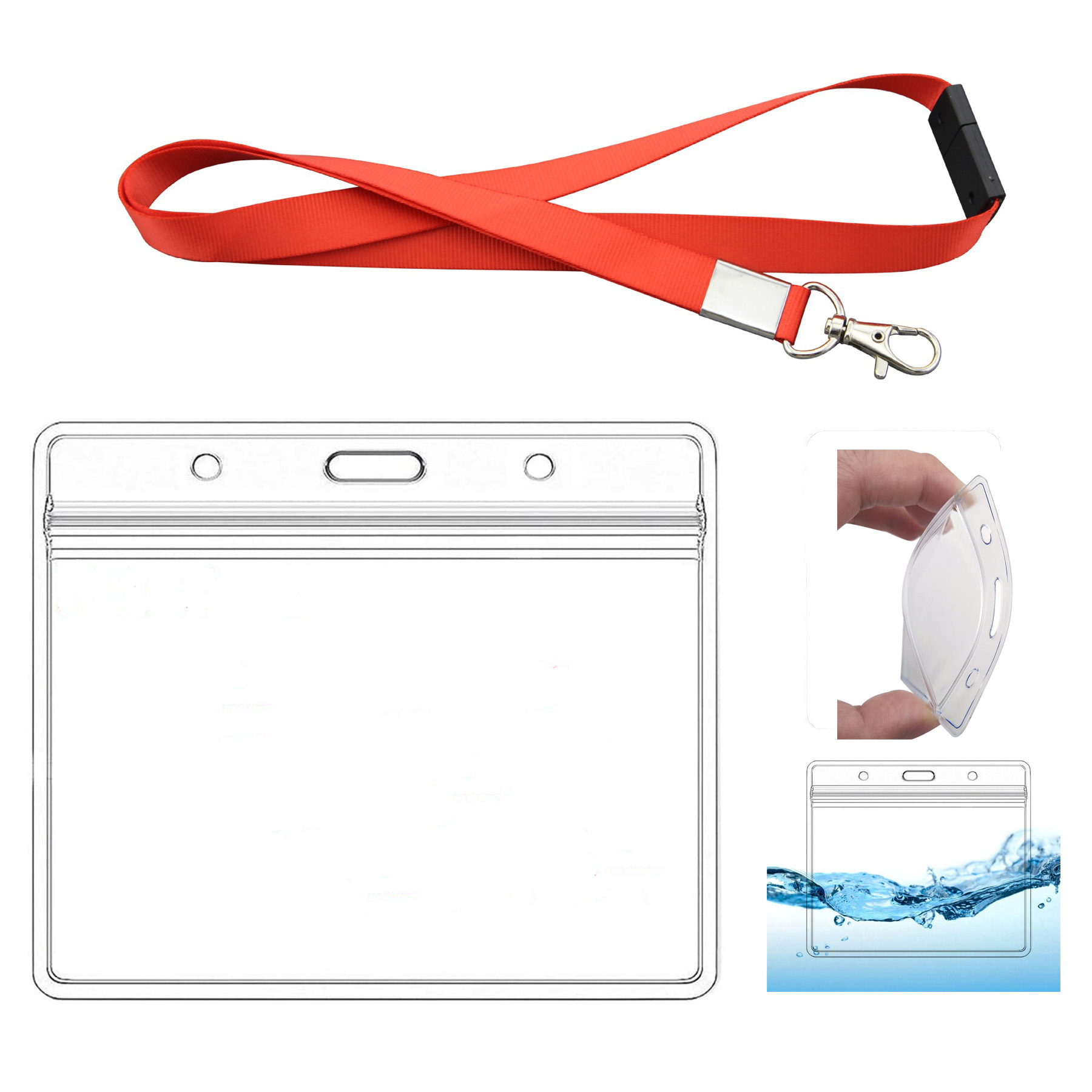 Breakaway Lanyard And Clear WaterproofBadge Holder 1