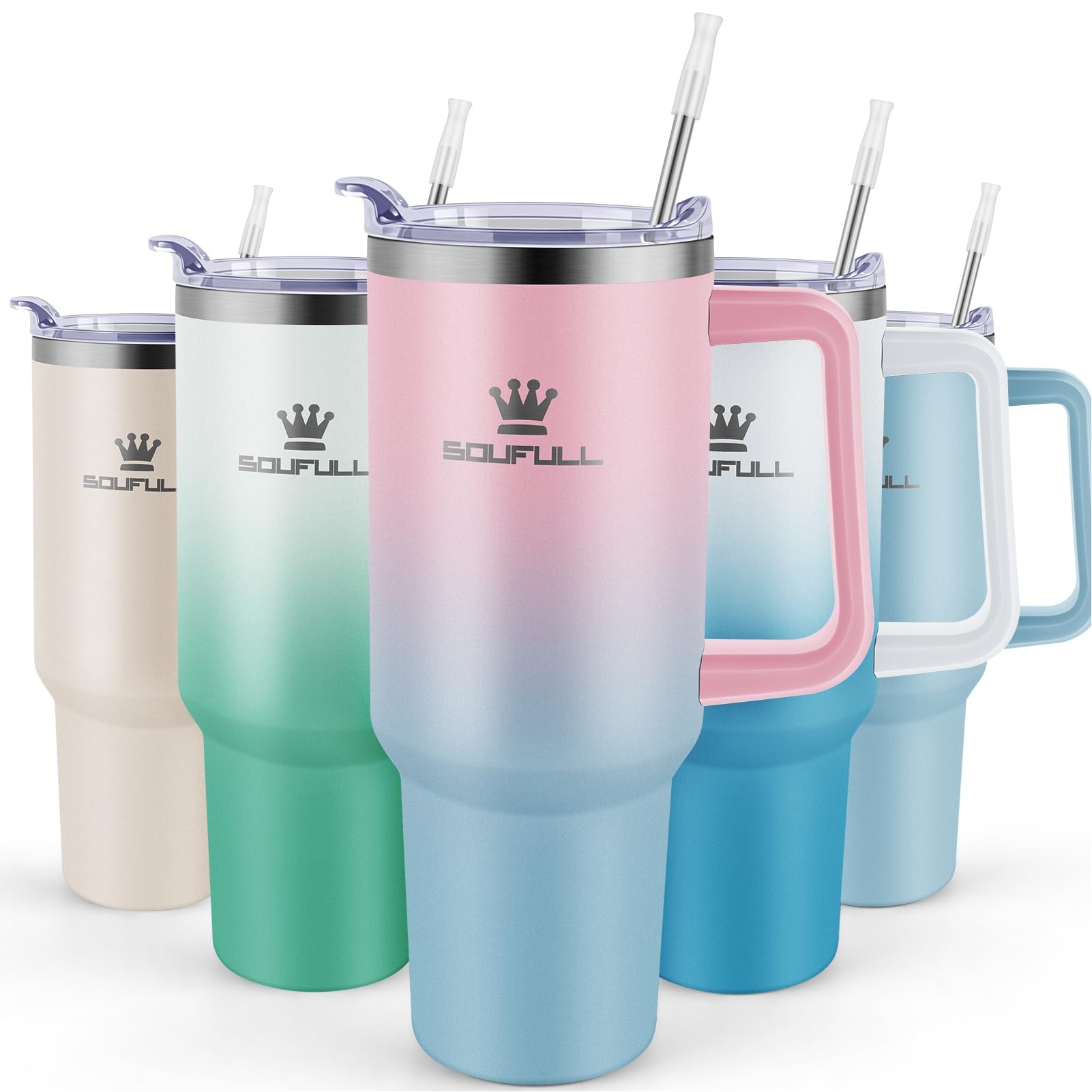 40 oz Tumbler with Handle and Straw Lid, 100% Leak-proof Travel Coffee Mug, Stainless Steel Insulate 2