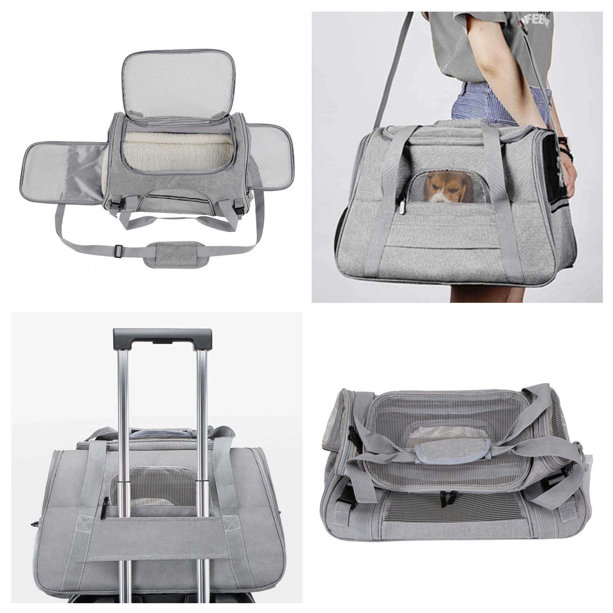 Pet Travel Carrier Bag With Plush Cushion 2