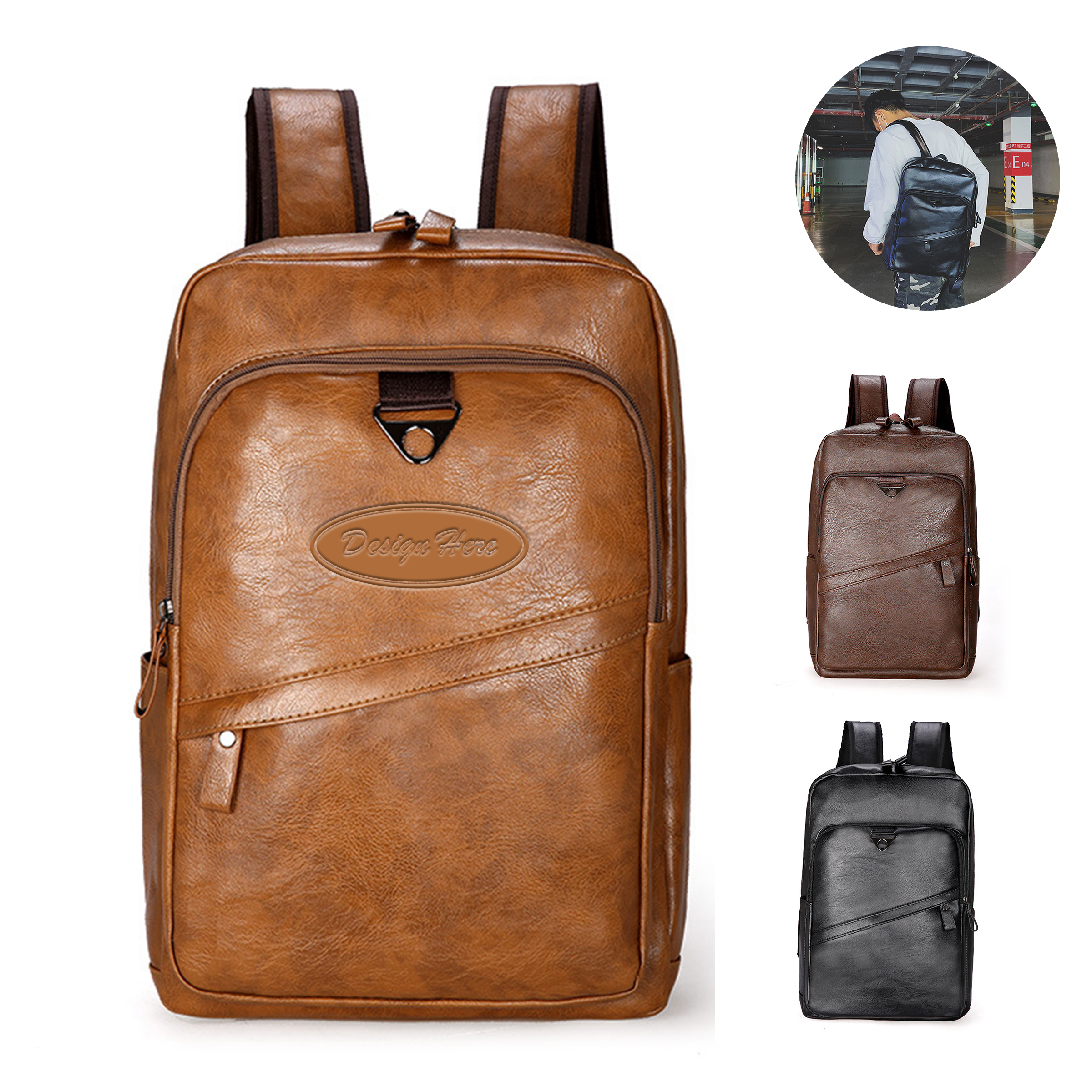 Fashionable PU Backpack with Fit Straps 3