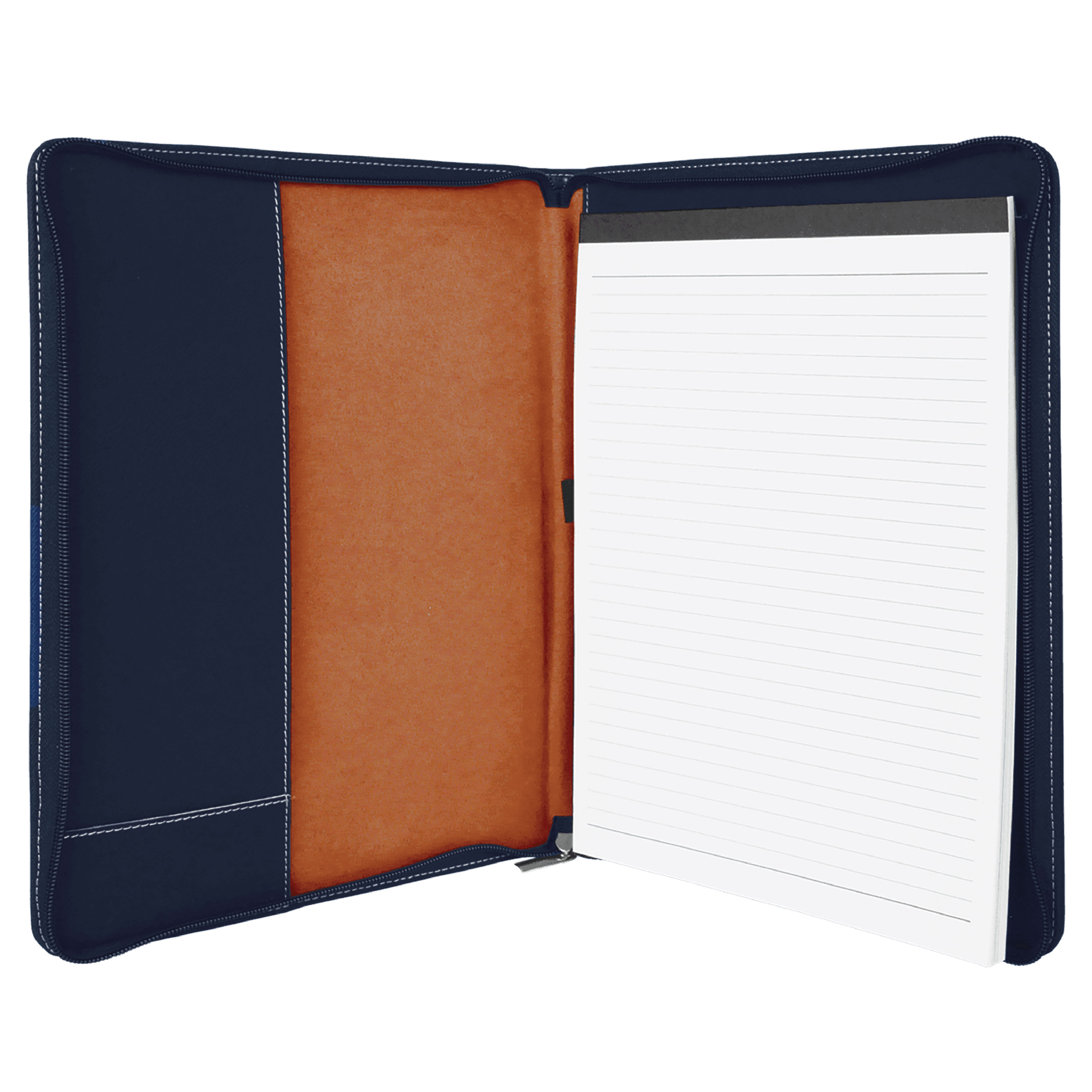 9" x 12" Leatherette Blue/Black Portfolio with Zipper 7