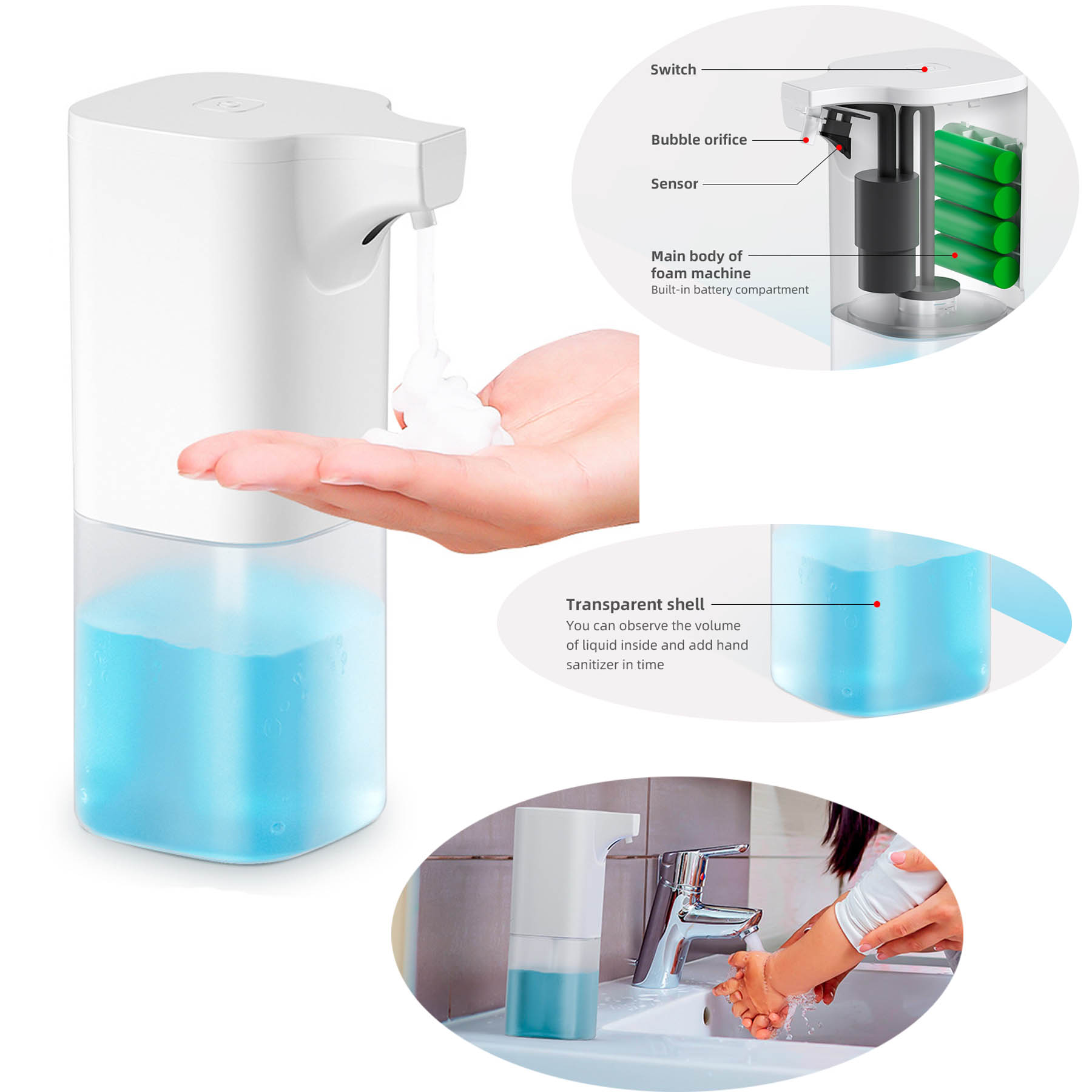 Touchless Hands Free Soap Pump Liquid Foam Dispenser-12oz 1
