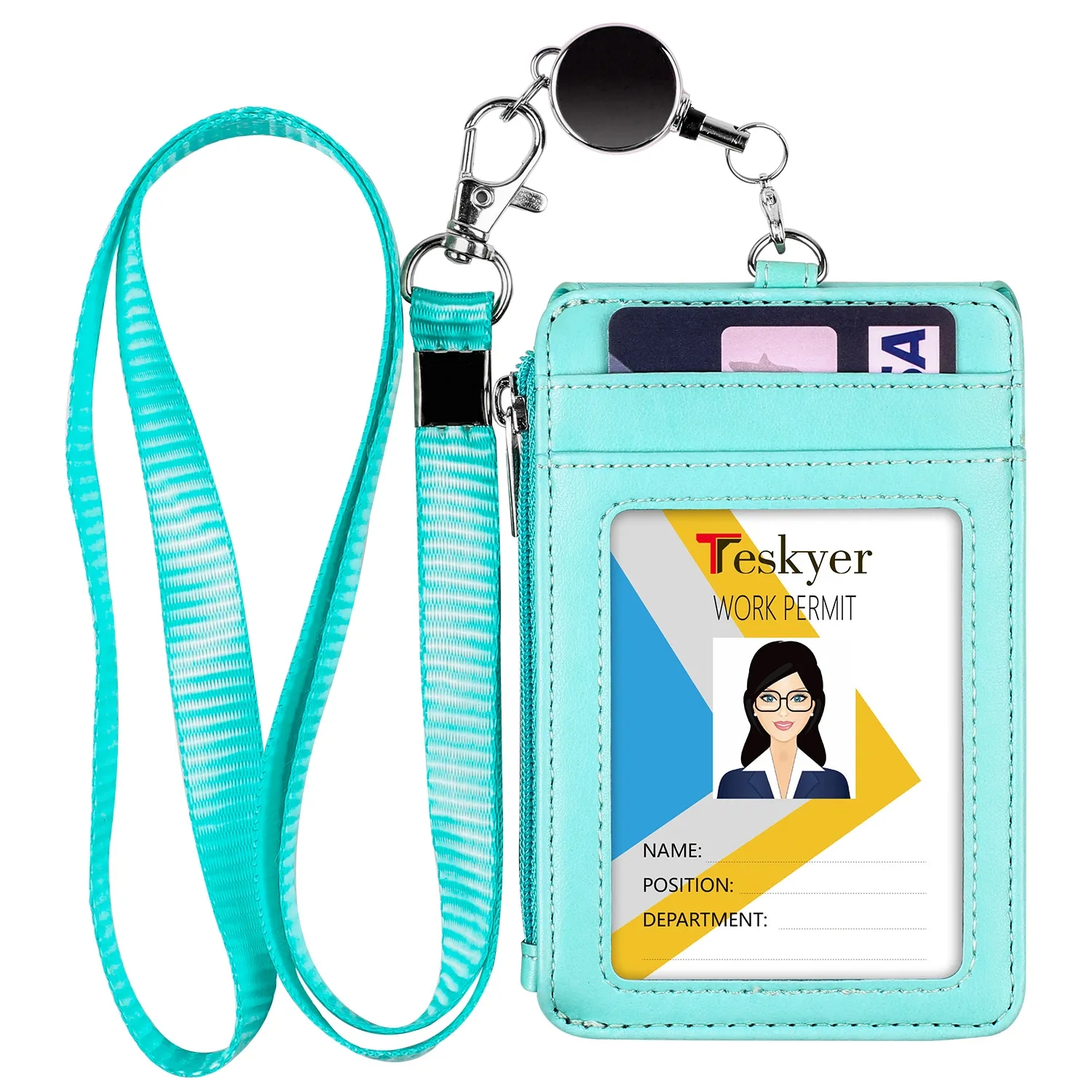 PU Leather ID Holder with Lanyard 4