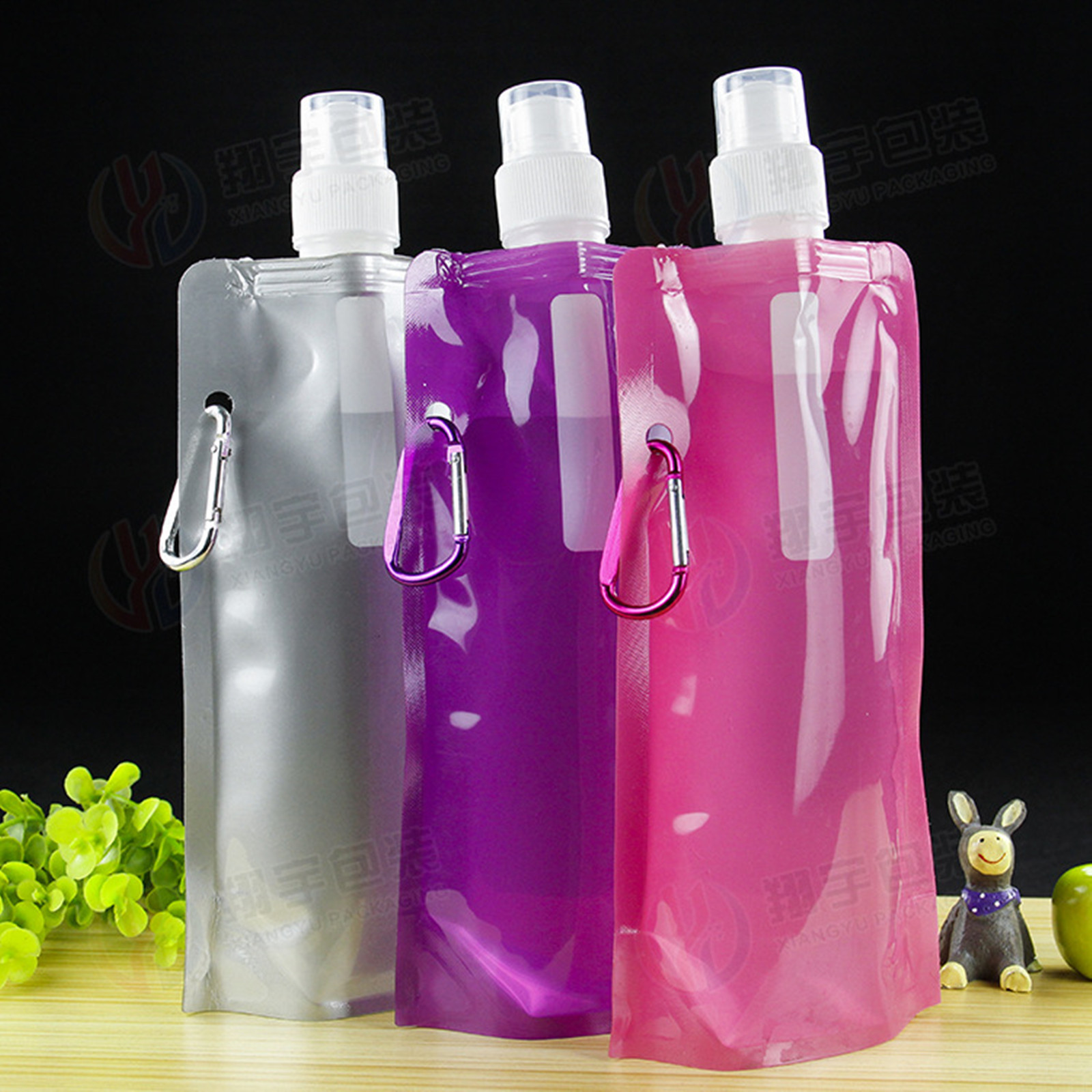 Reusable Collapsible Roll Up Lightweight Portable Travel Water Bottle Pouch 4