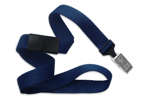 5/8" Blank Breakaway Lanyard w/Bulldog Clip (Navy Blue) 1