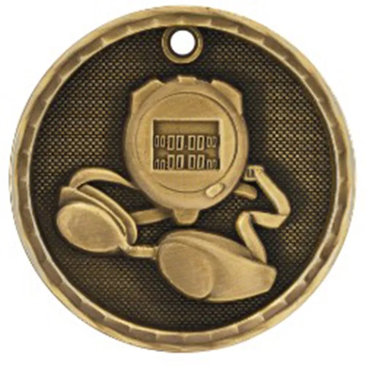 2" Antique Finish 3D Swimming Medal 2
