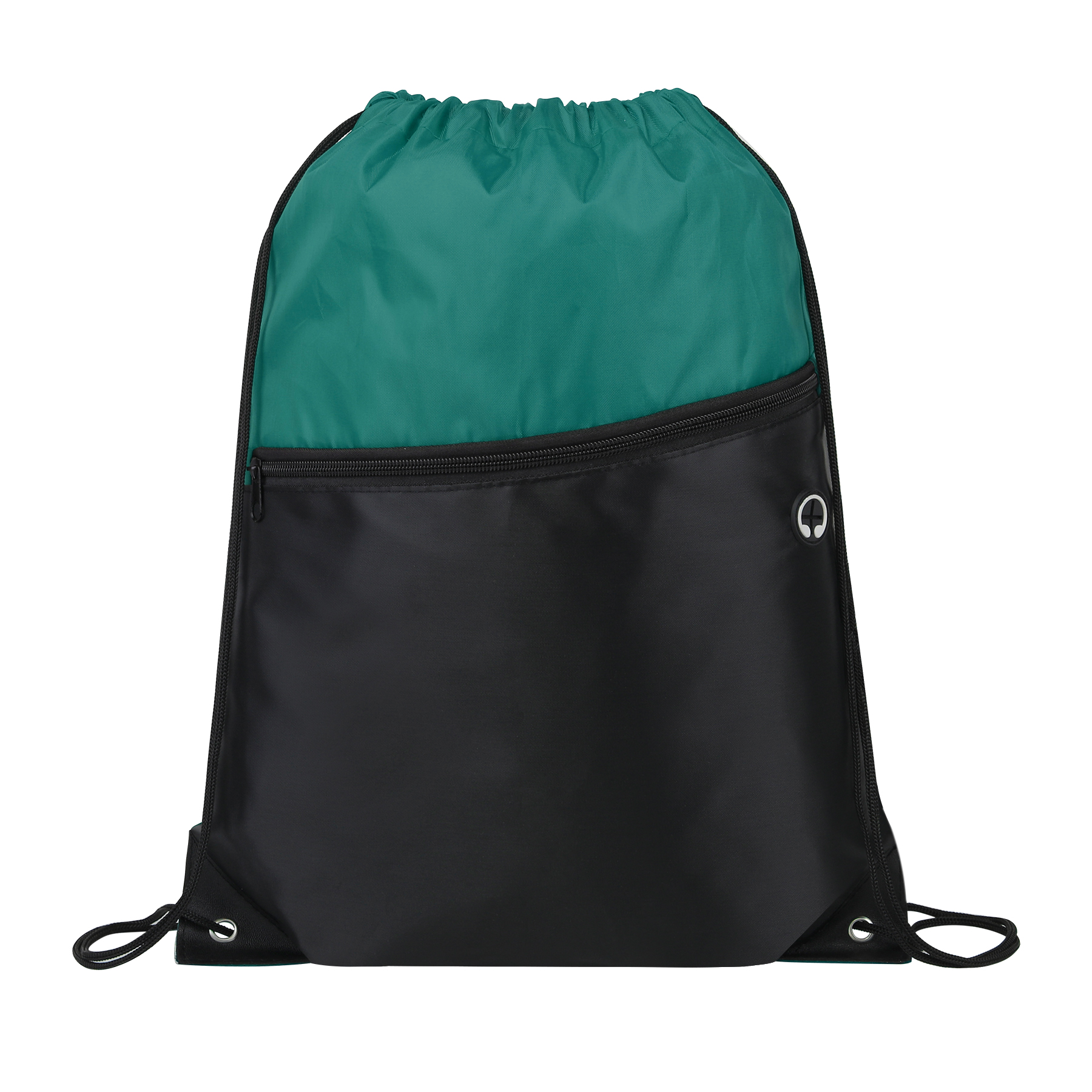 Two-Tone Drawstring Backpack With Front Zipper 6