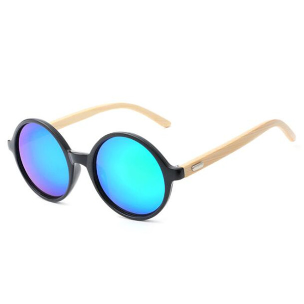 Bamboo Wood Arms Round Sunglasses 4