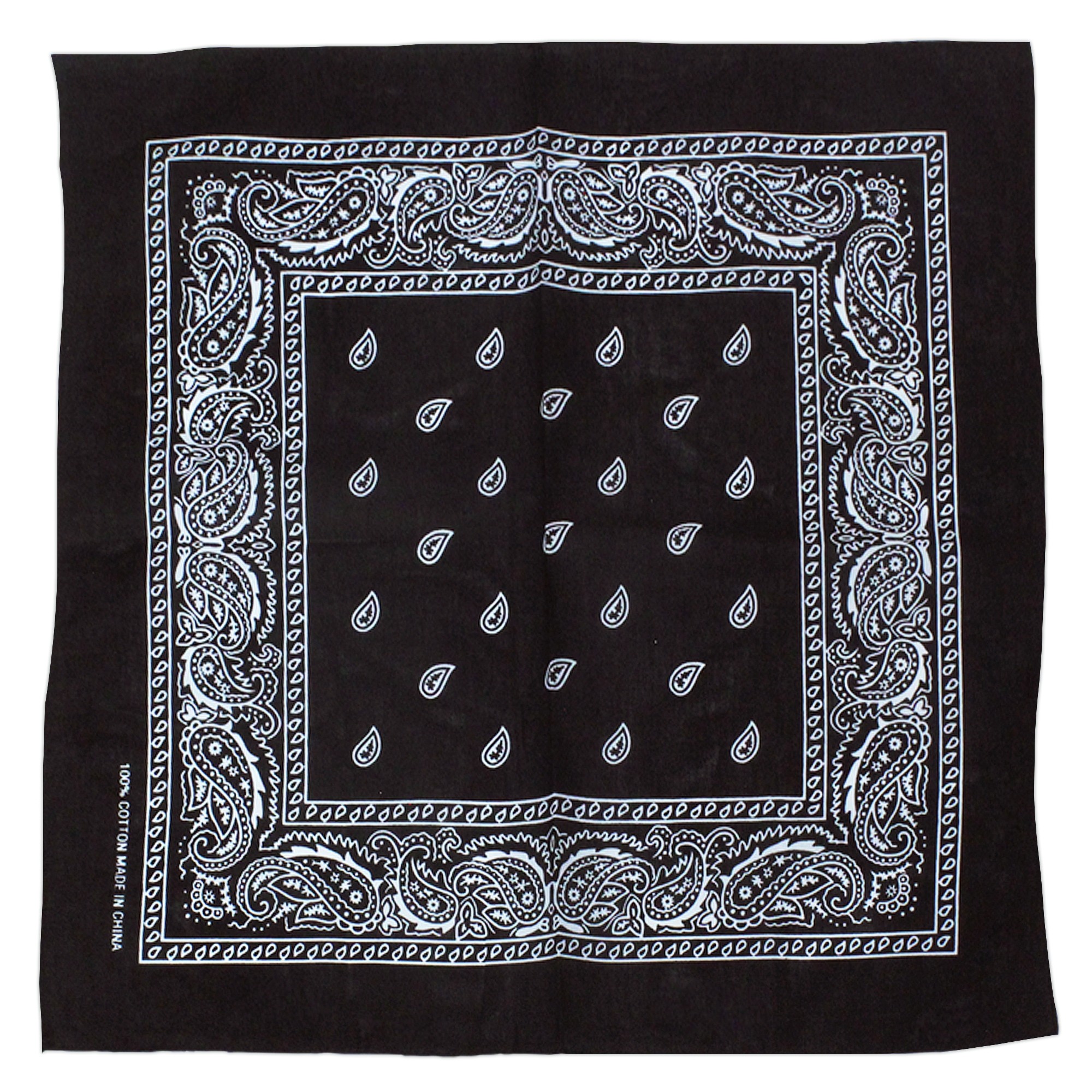 Black Cotton Bandana 22" x 22" 4