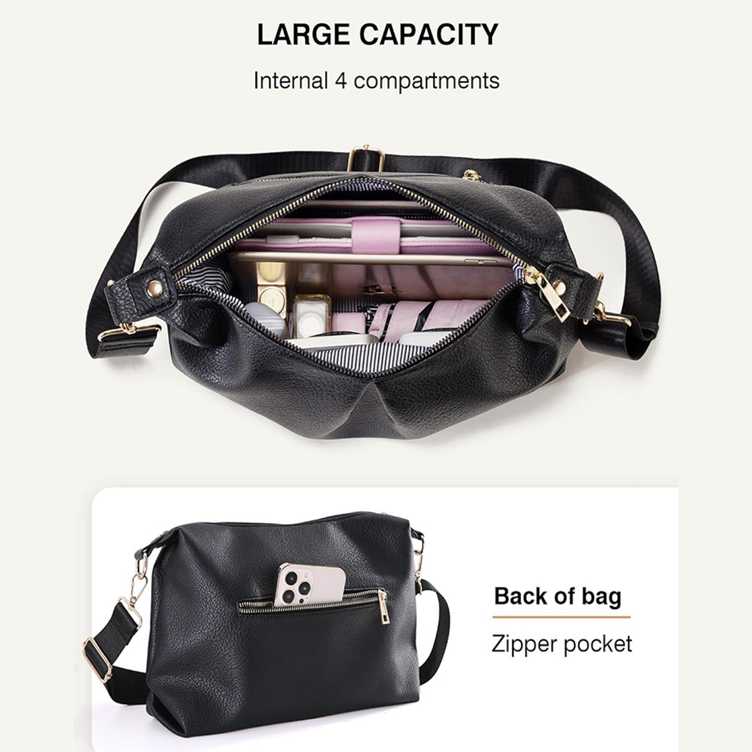 Trendy PU Leather Large Shoulder CrossBody Bag 4