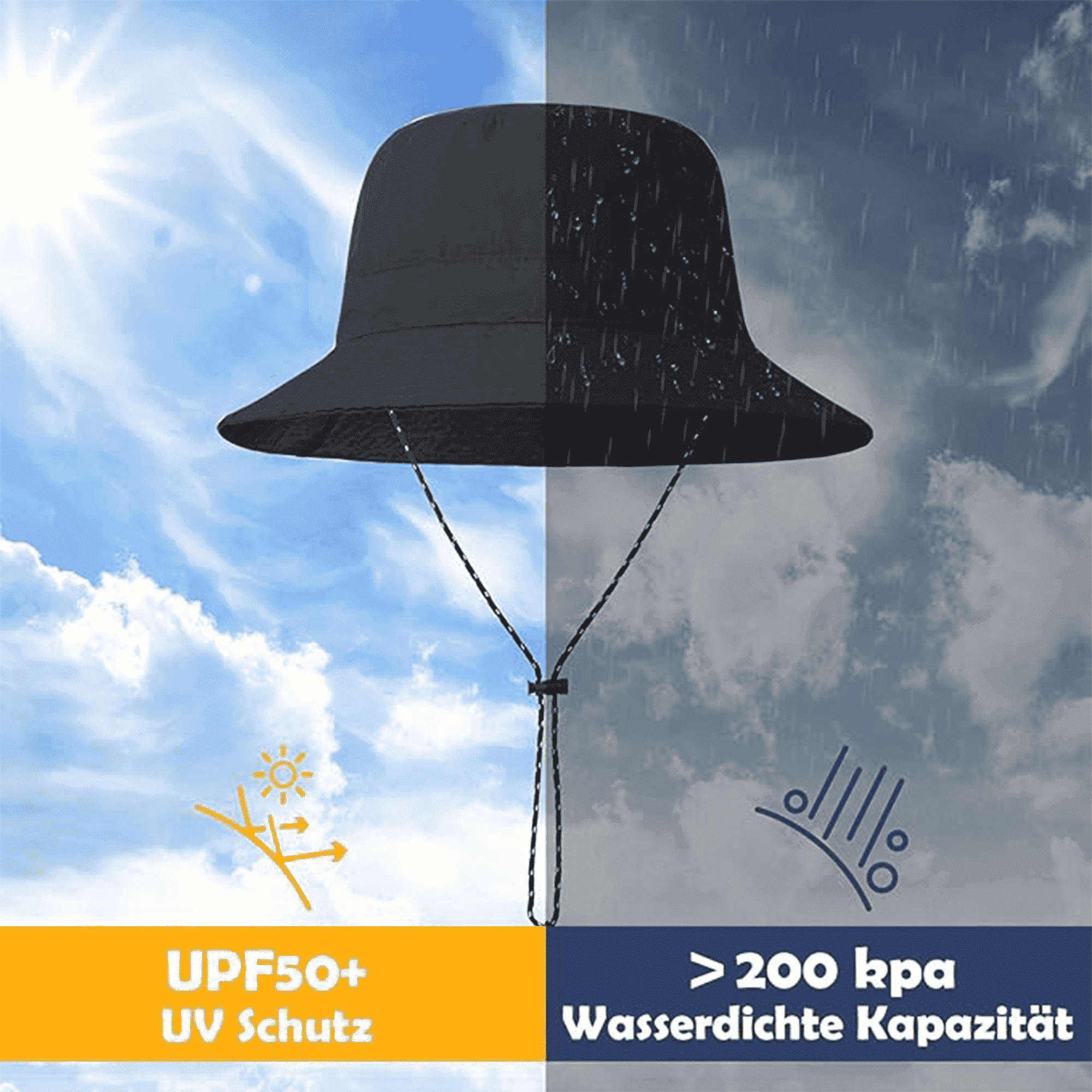 Foldable Sun Waterproof Bucket Hat with Chin Strap 6