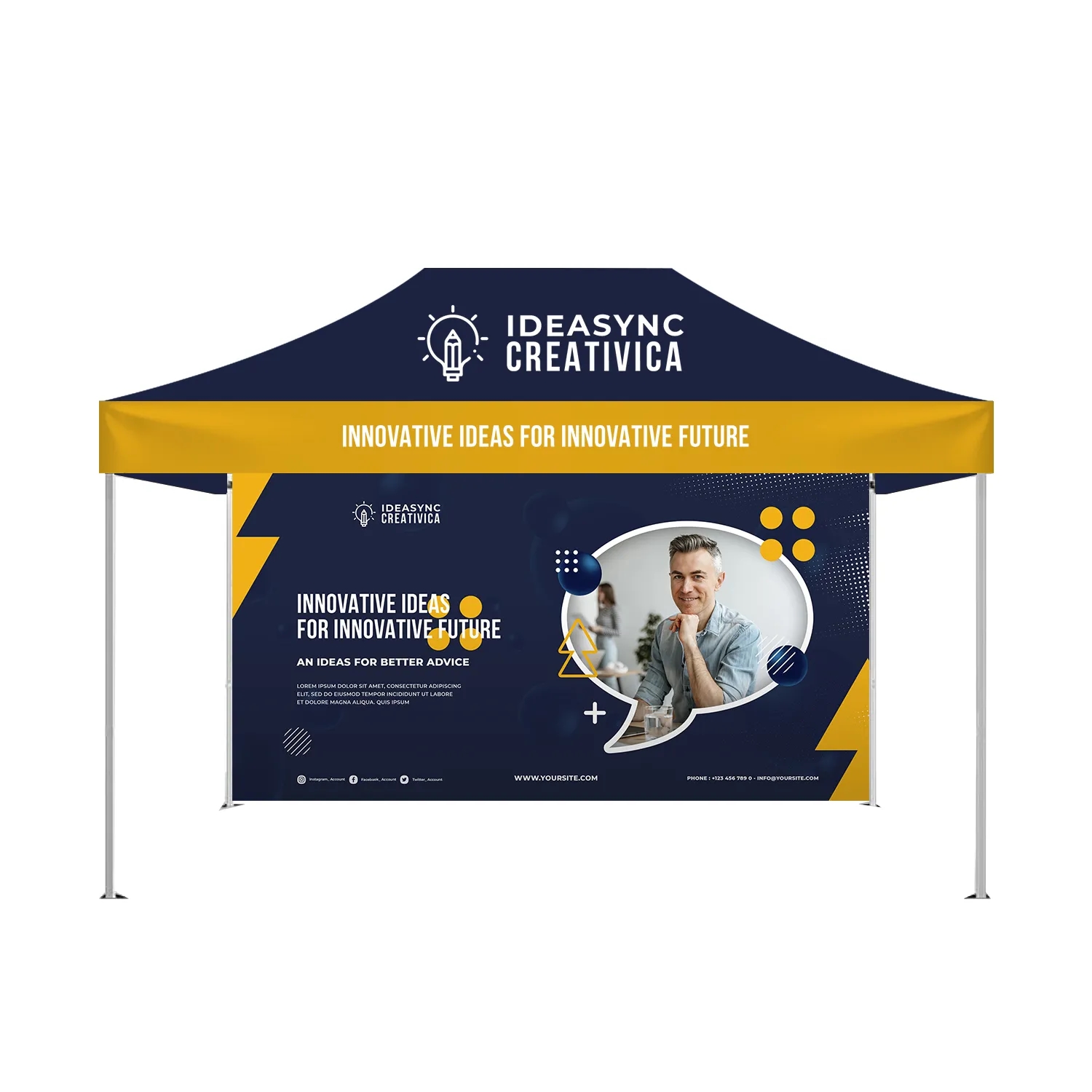 15 Ft Aluminum Canopy Tent with Full Back Wall, Single-Sided 5