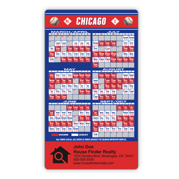 Magnet Sport Schedules - 3.5x6 Baseball Round Corners - 20 mil. 3