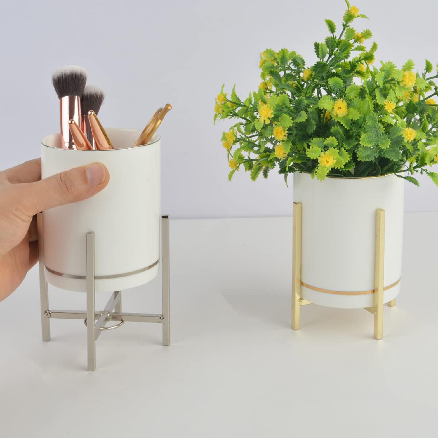 Durable Ceramic Gold Bracket Pen Holder 4