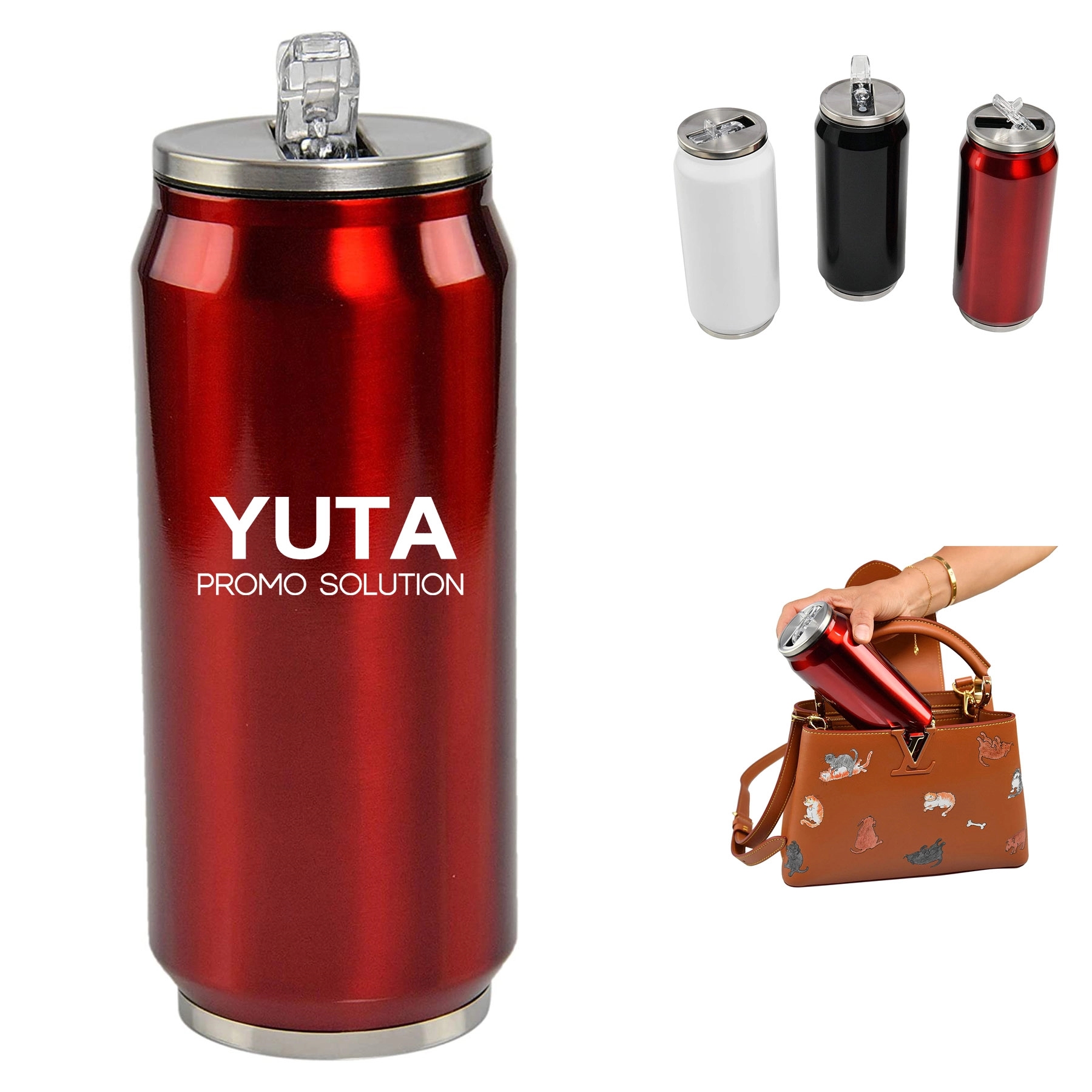 16Oz Stainless Steel Coke Can Thermos With Reusable Straw 1